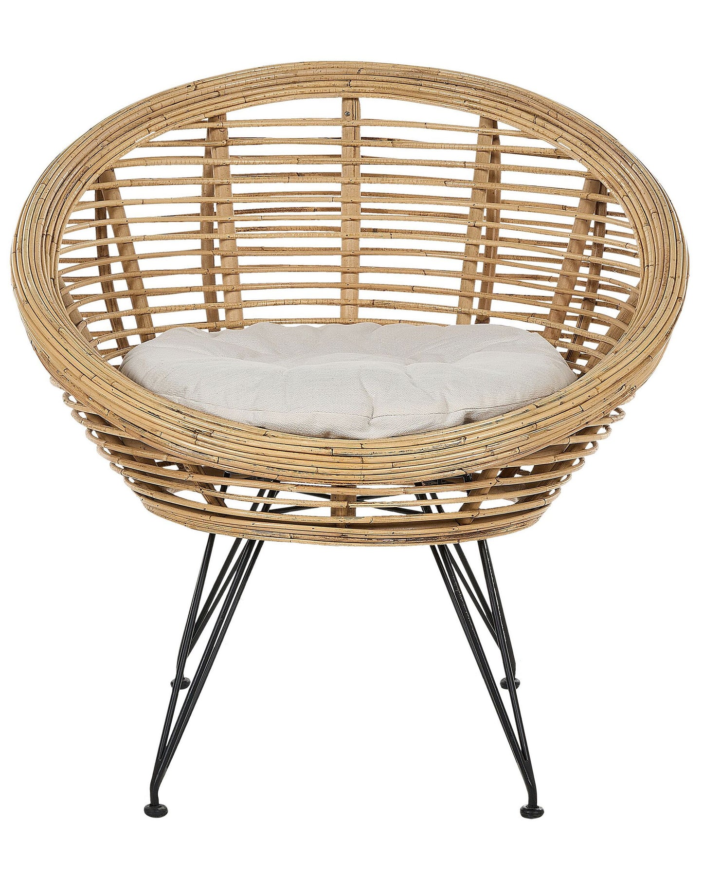 Set of 2 Garden Chairs with Cushions MARATEA Rattan Natural