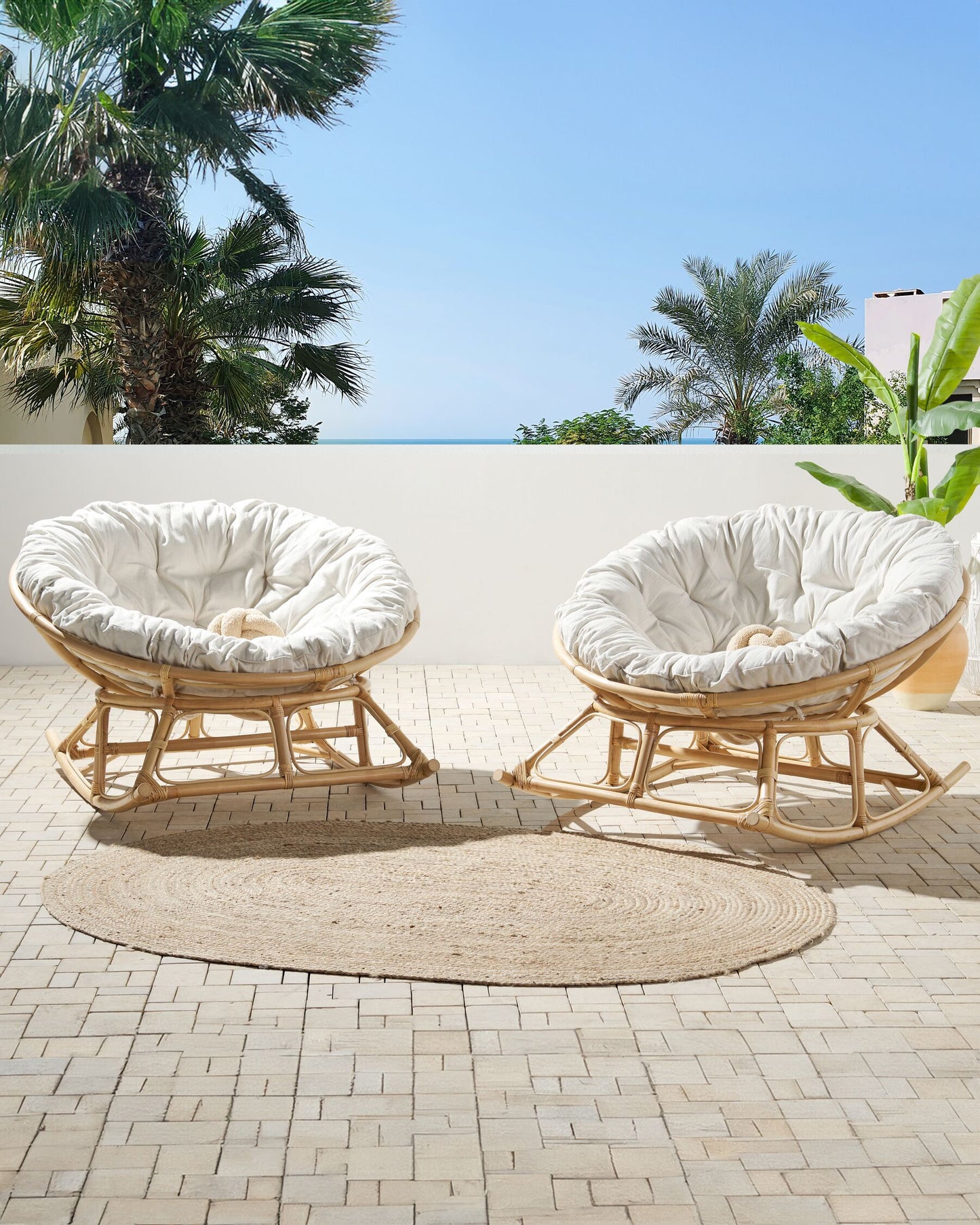 Set of 2 Rocking Chairs ORVIETO Rattan Natural