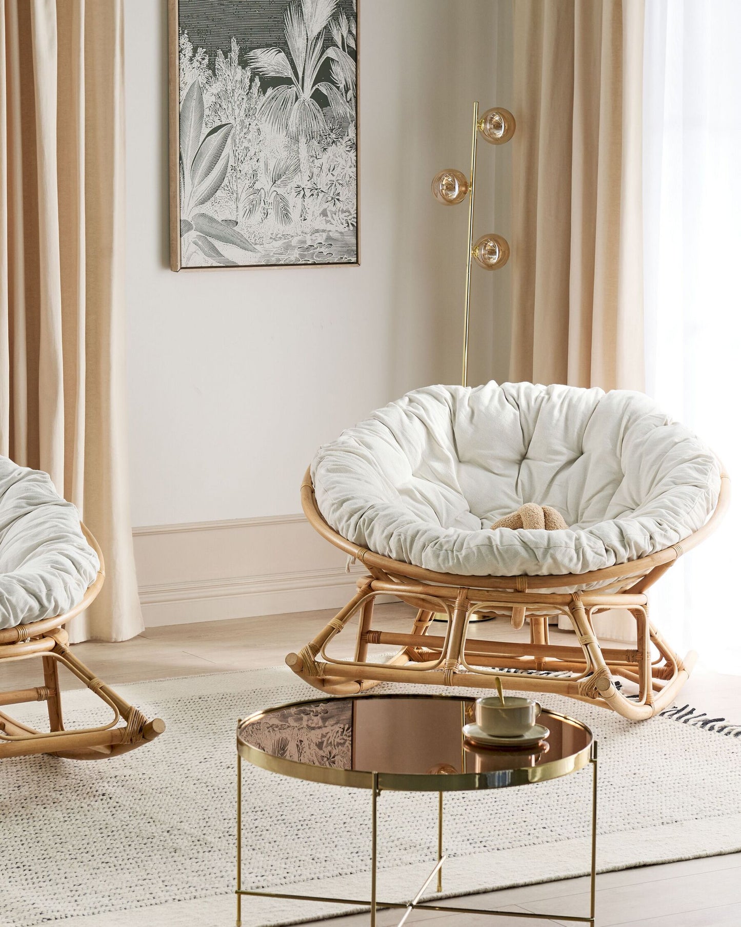Set of 2 Rocking Chairs ORVIETO Rattan Natural