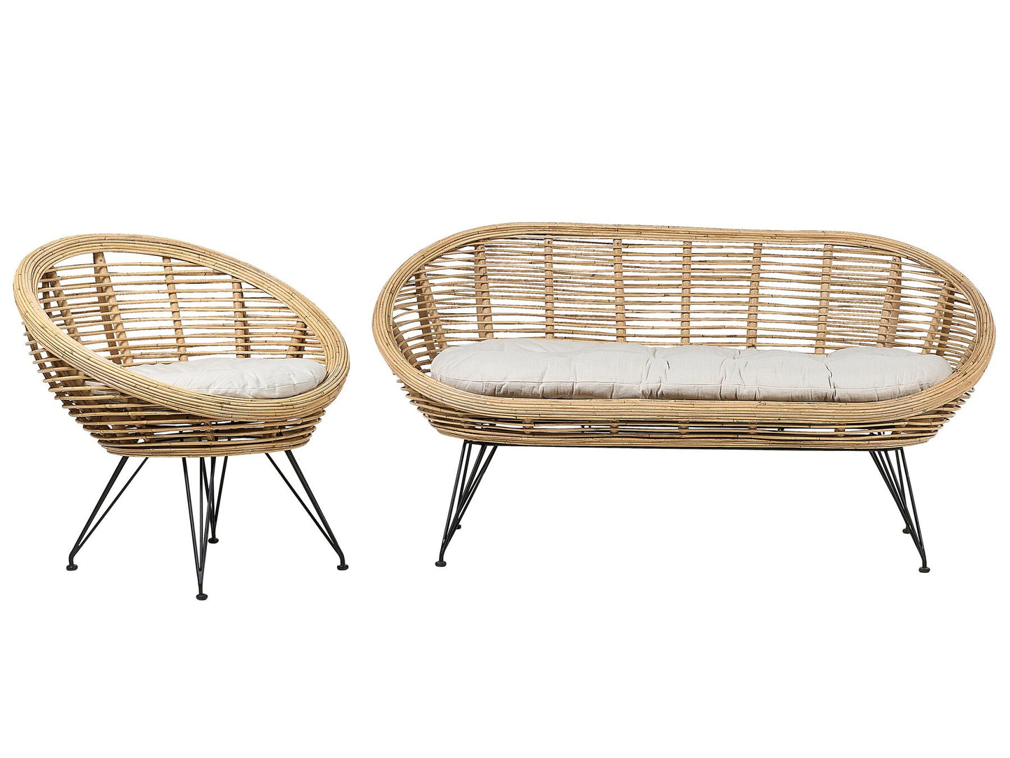 Garden Sofa Set 3 Seater MARATEA Rattan Natural