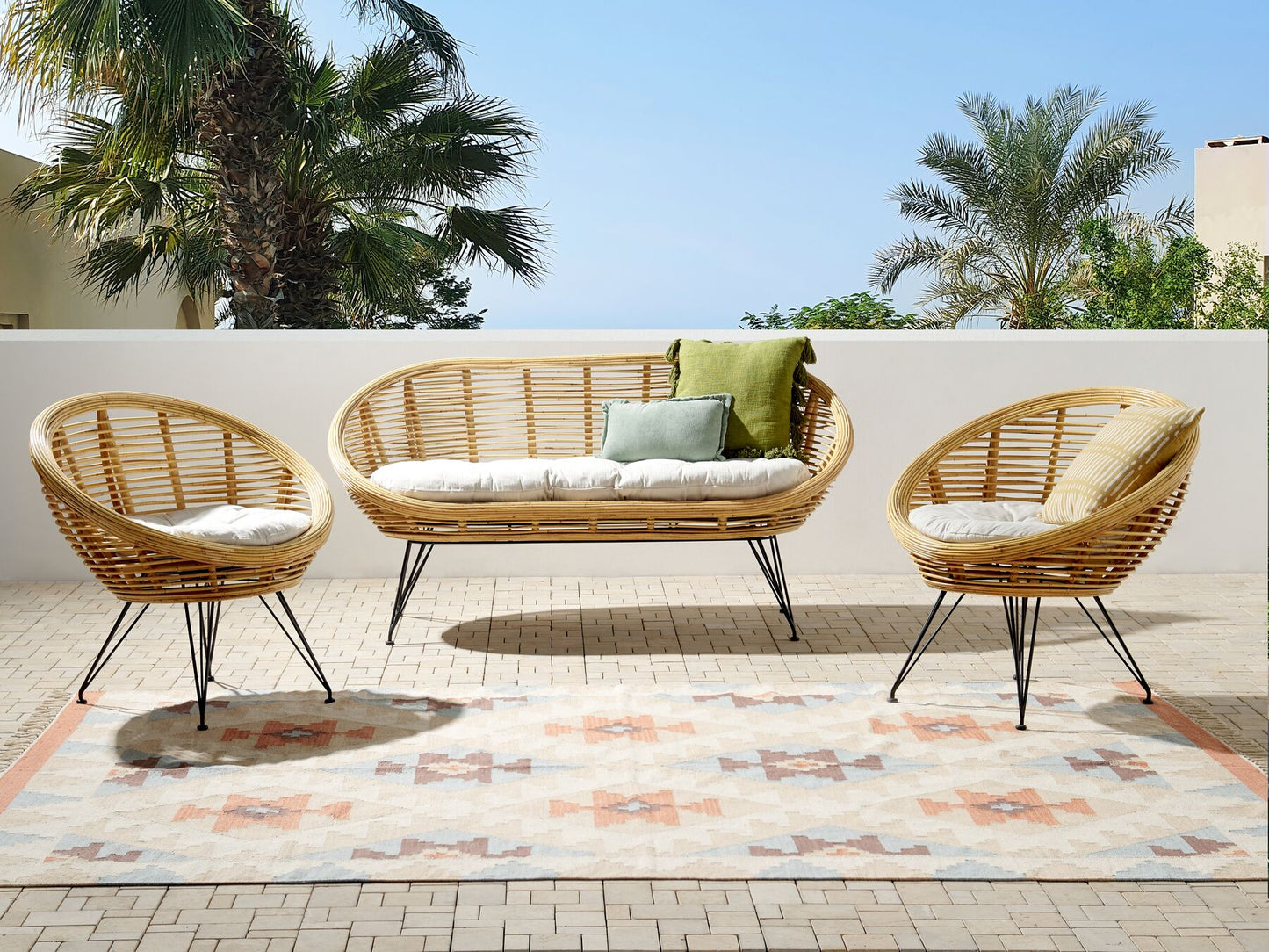 Garden Sofa Set 4 Seater MARATEA Rattan Natural