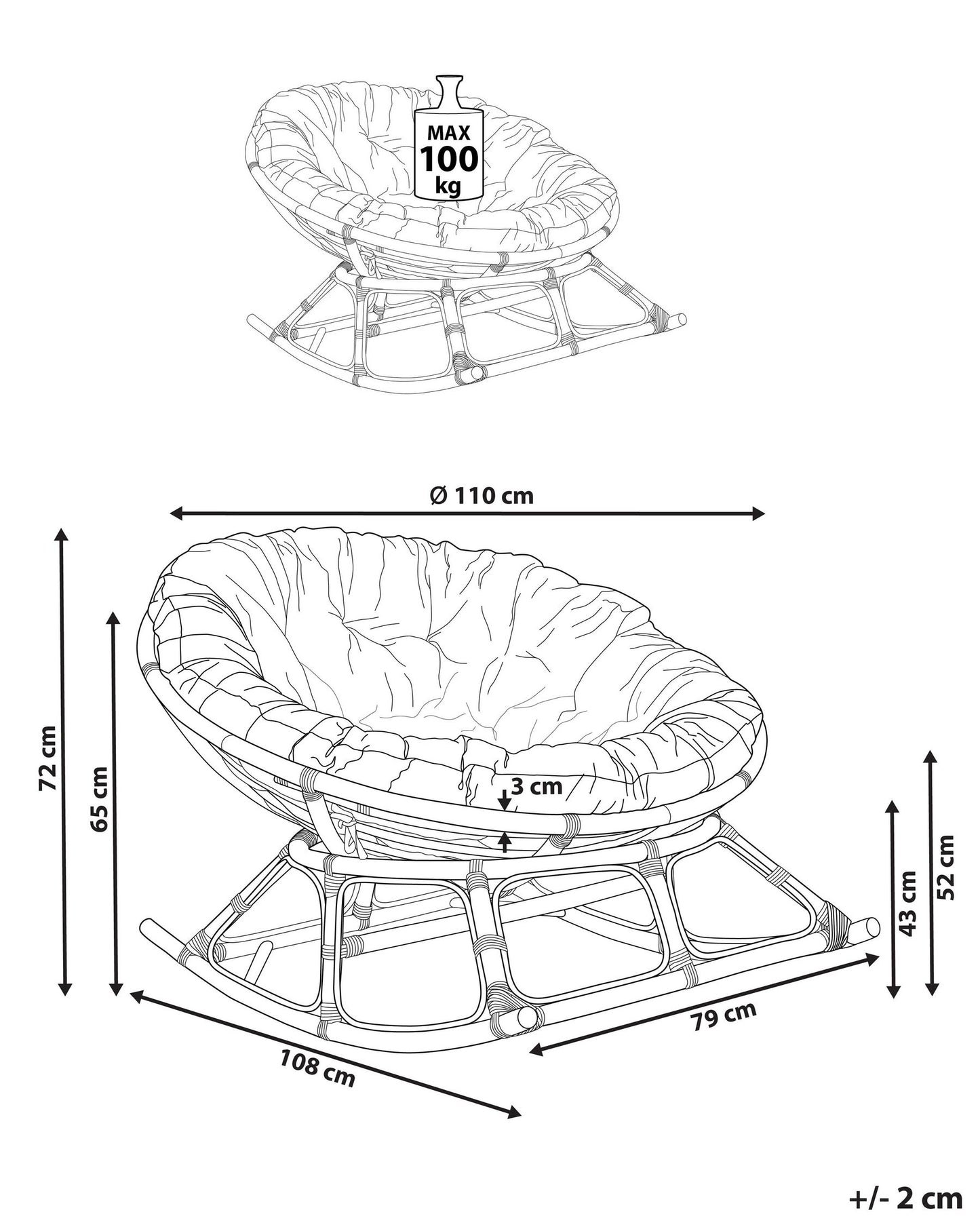 Rocking Chair ORVIETO Rattan Natural