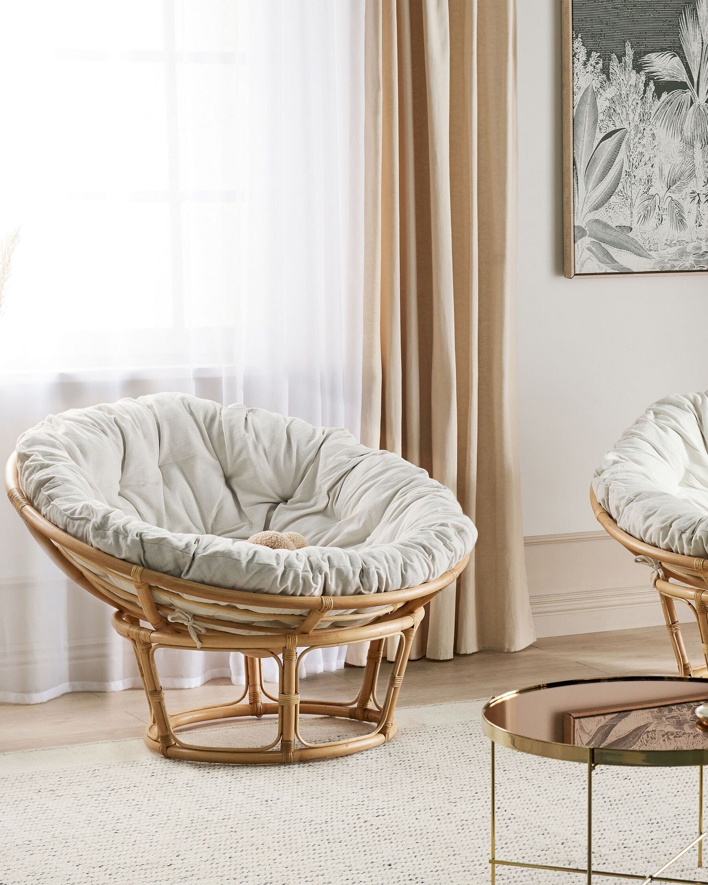 Set of 2 Garden Armchairs with Cushions SALVO Rattan Natural