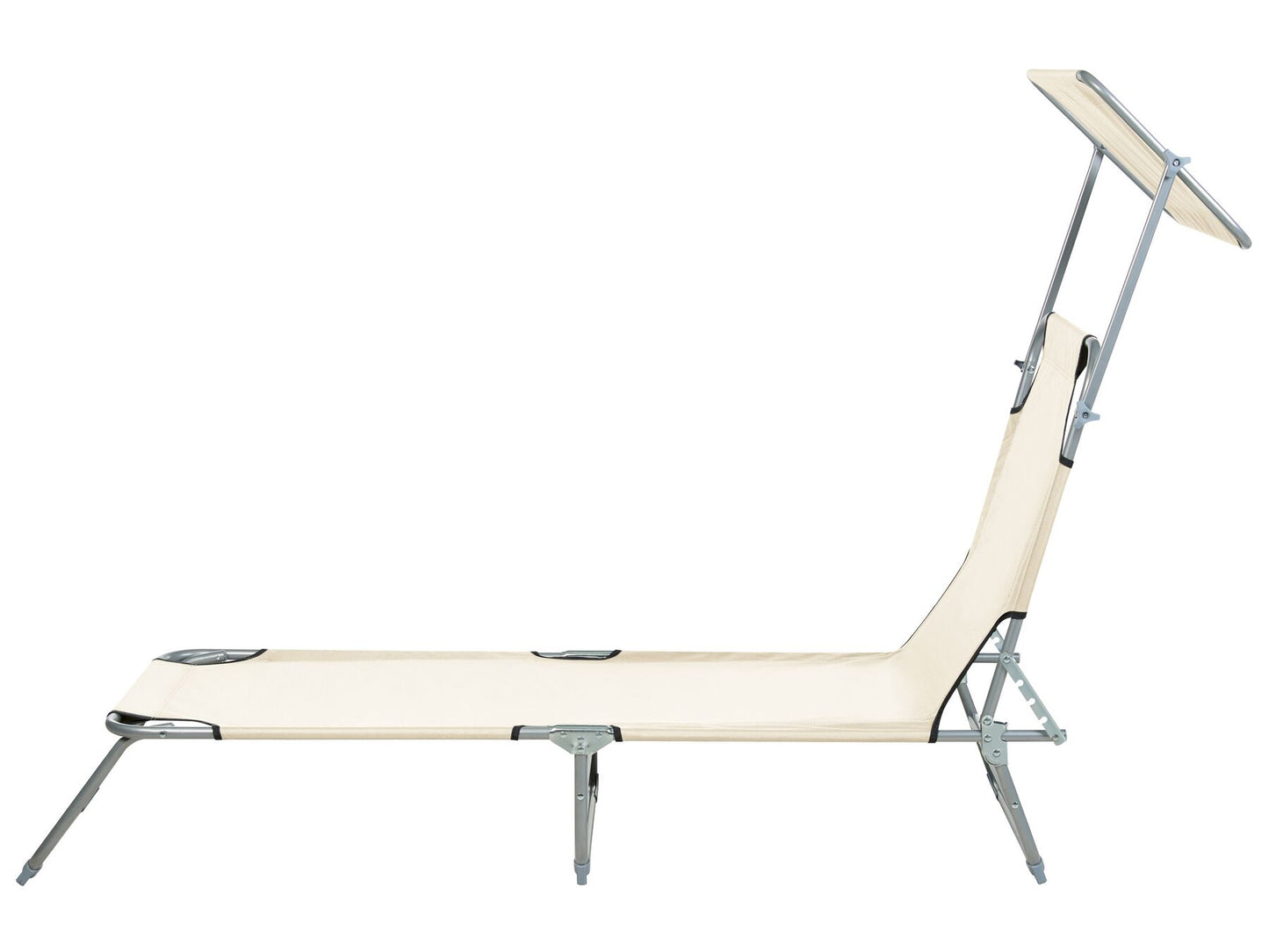 Steel Reclining Sun Lounger with Canopy Cream FOLIGNO