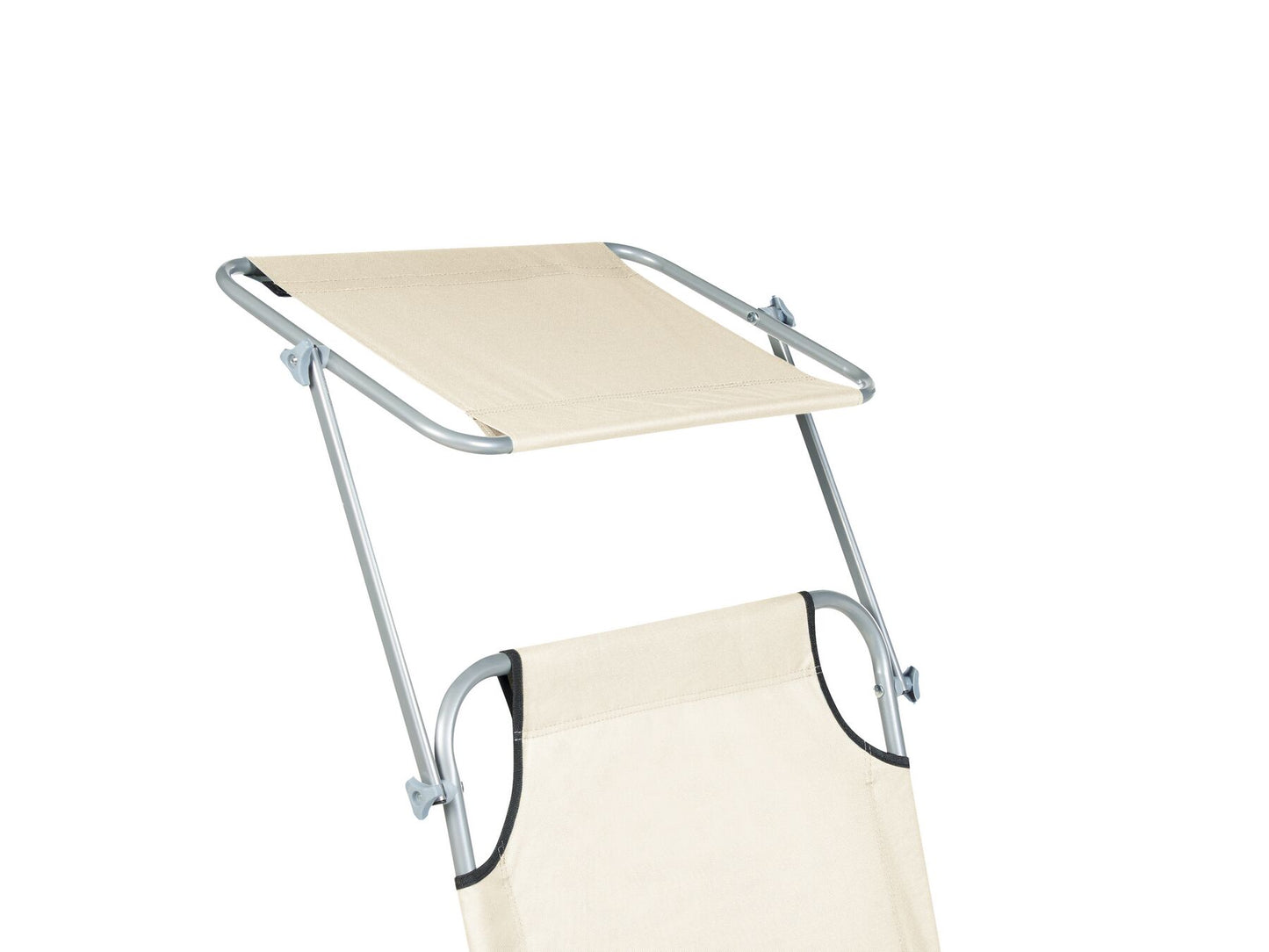 Steel Reclining Sun Lounger with Canopy Cream FOLIGNO