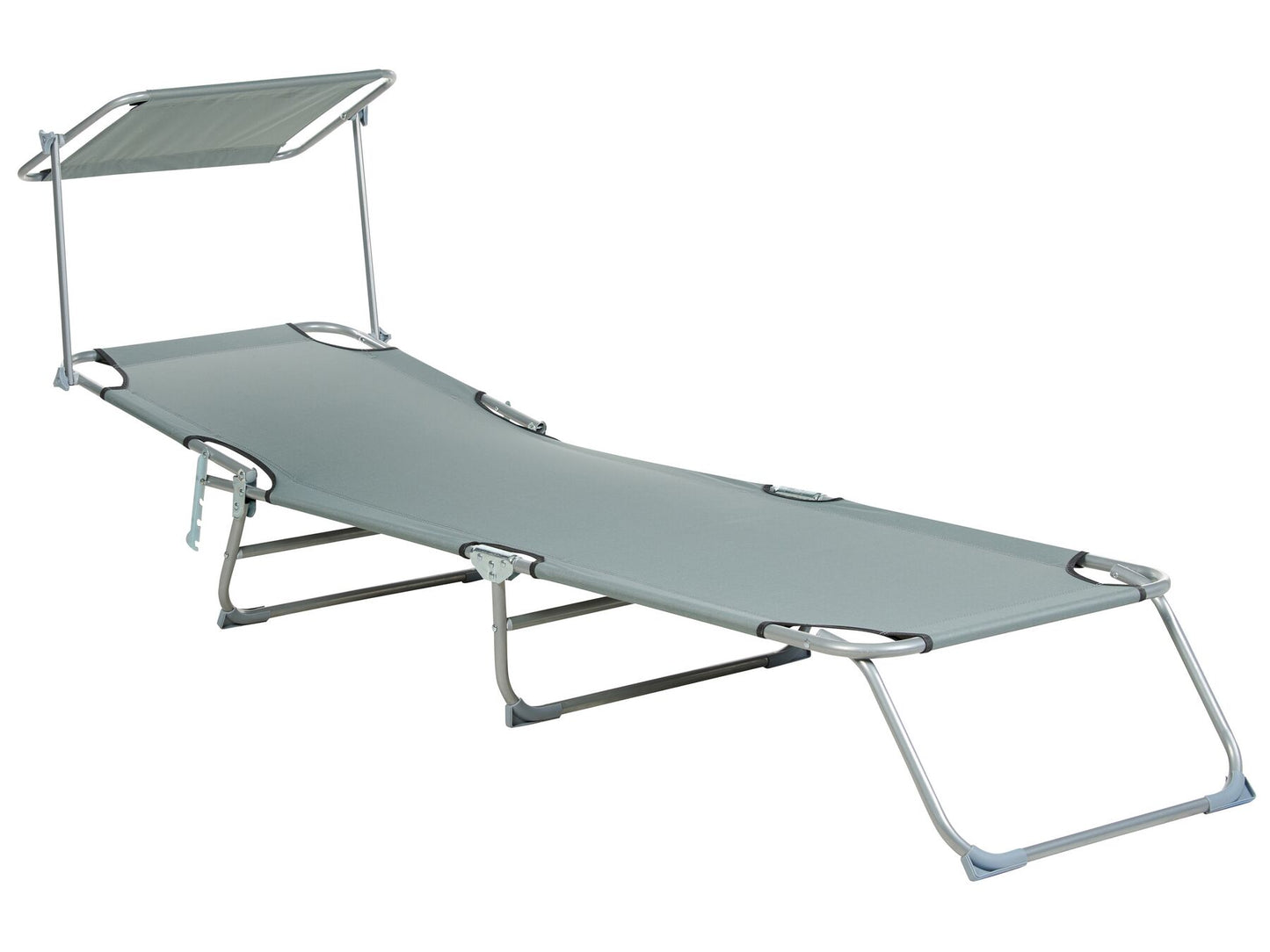 Steel Reclining Sun Lounger with Canopy Grey FOLIGNO