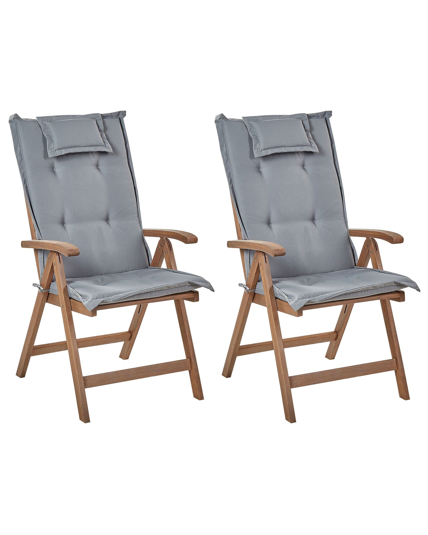 Set of 2 Garden Chairs with Cushions AMANTEA Acacia Wood Grey