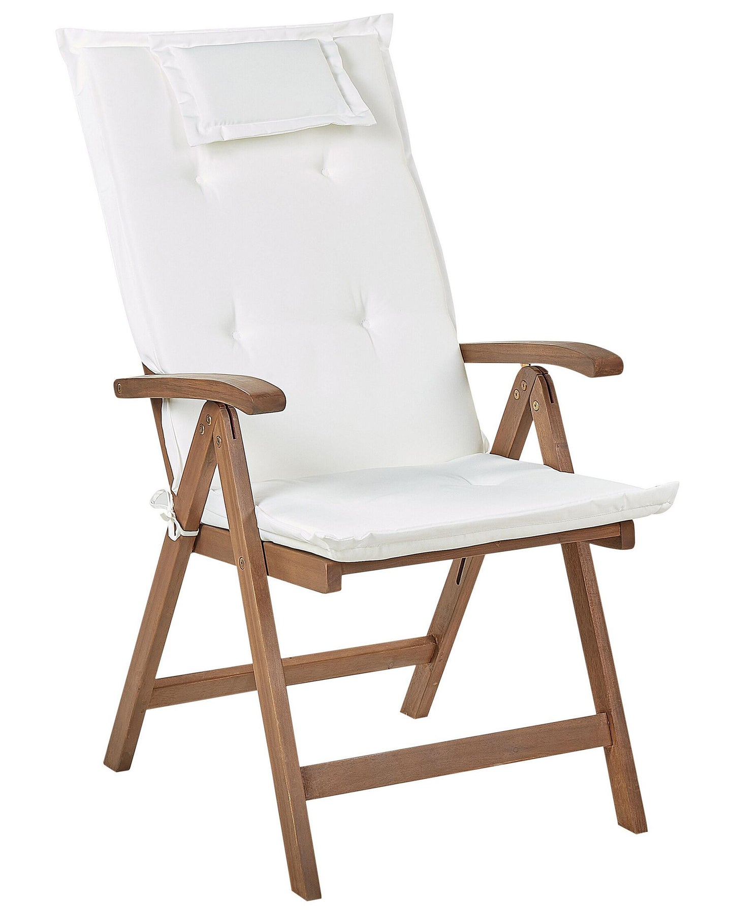 Set of 2 Garden Chairs with Cushions AMANTEA Acacia Wood Off-White