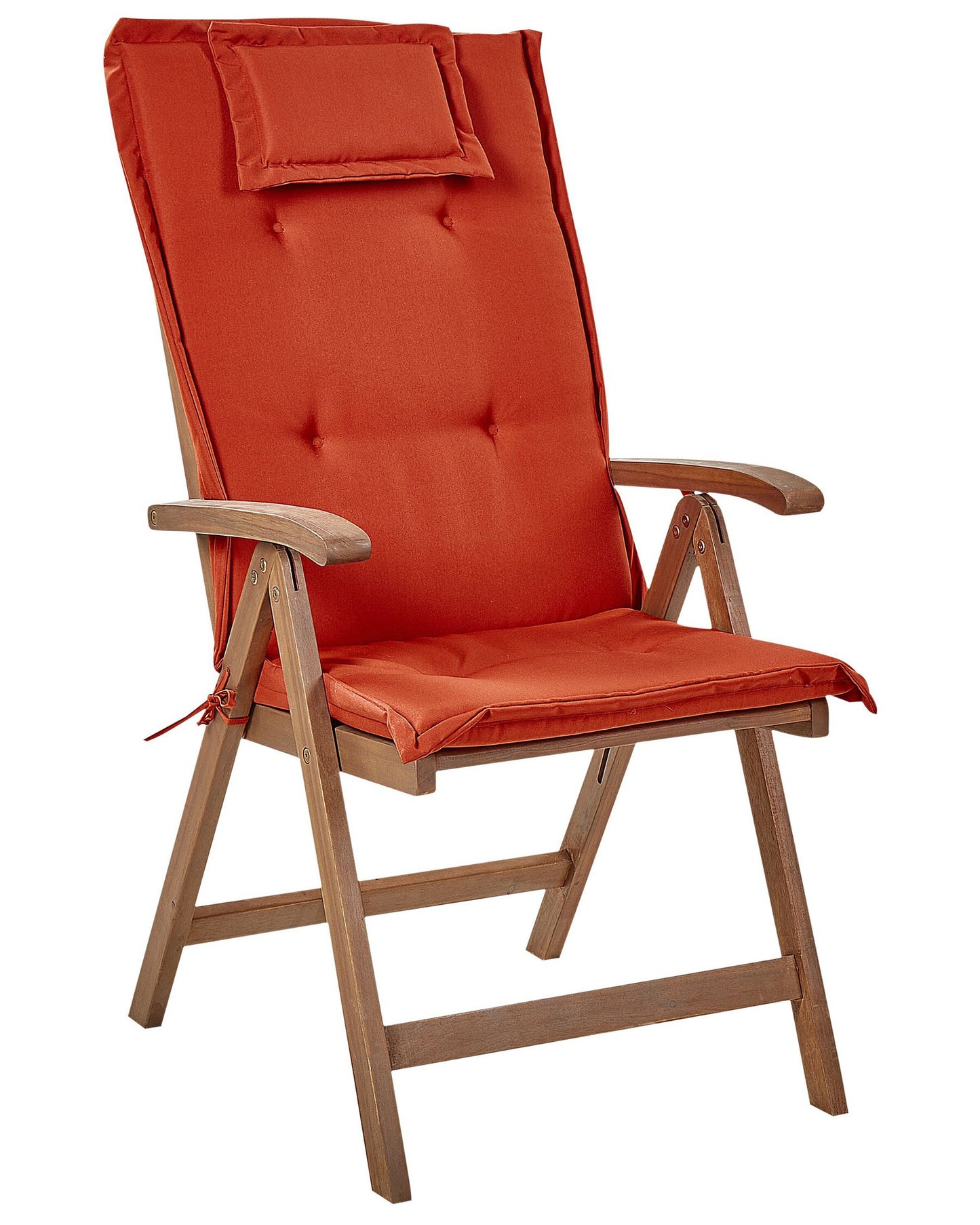 Set of 6 Garden Chairs with Cushions AMANTEA Acacia Wood Red