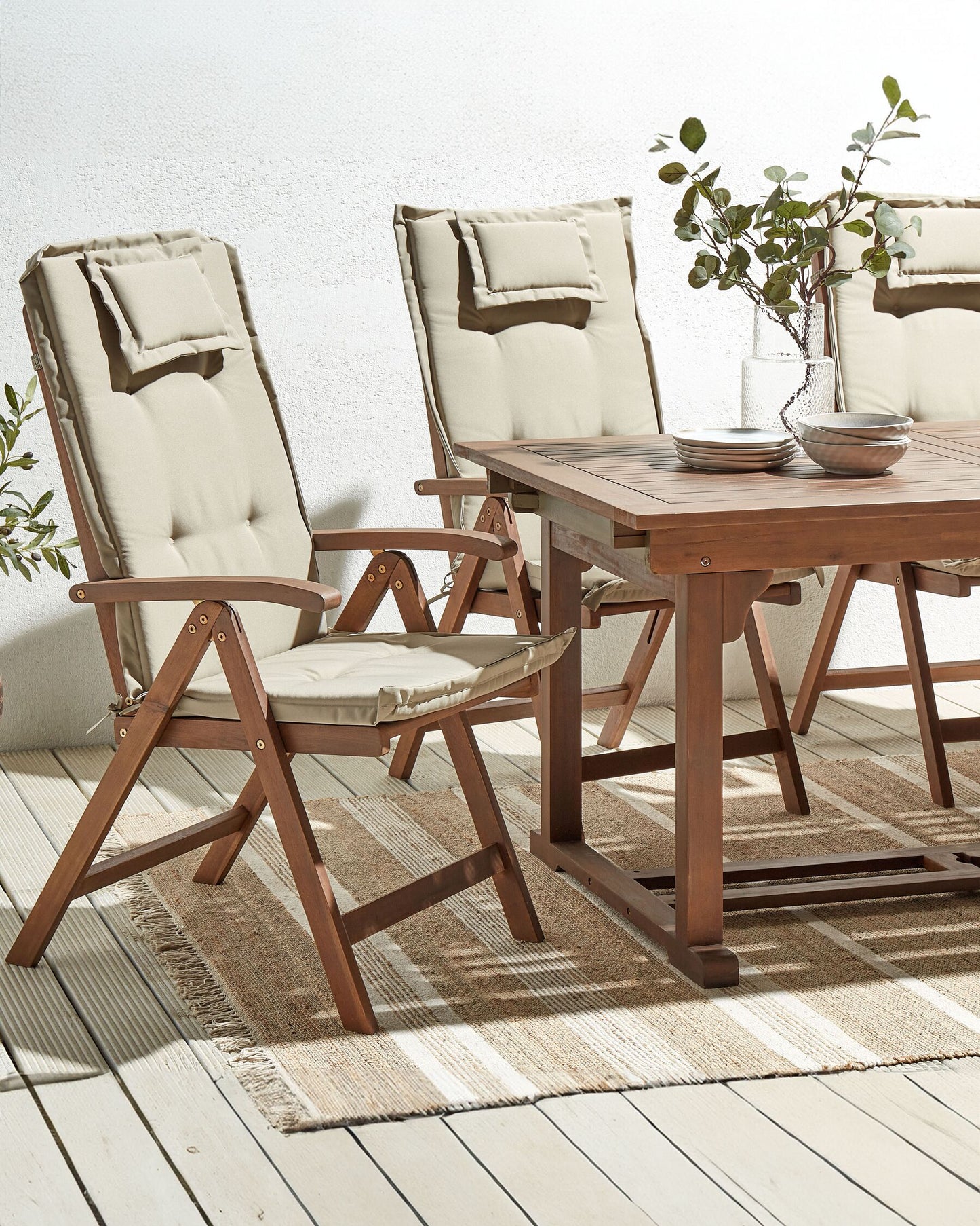 Set of 6 Garden Chairs with Cushions AMANTEA Acacia Wood Taupe