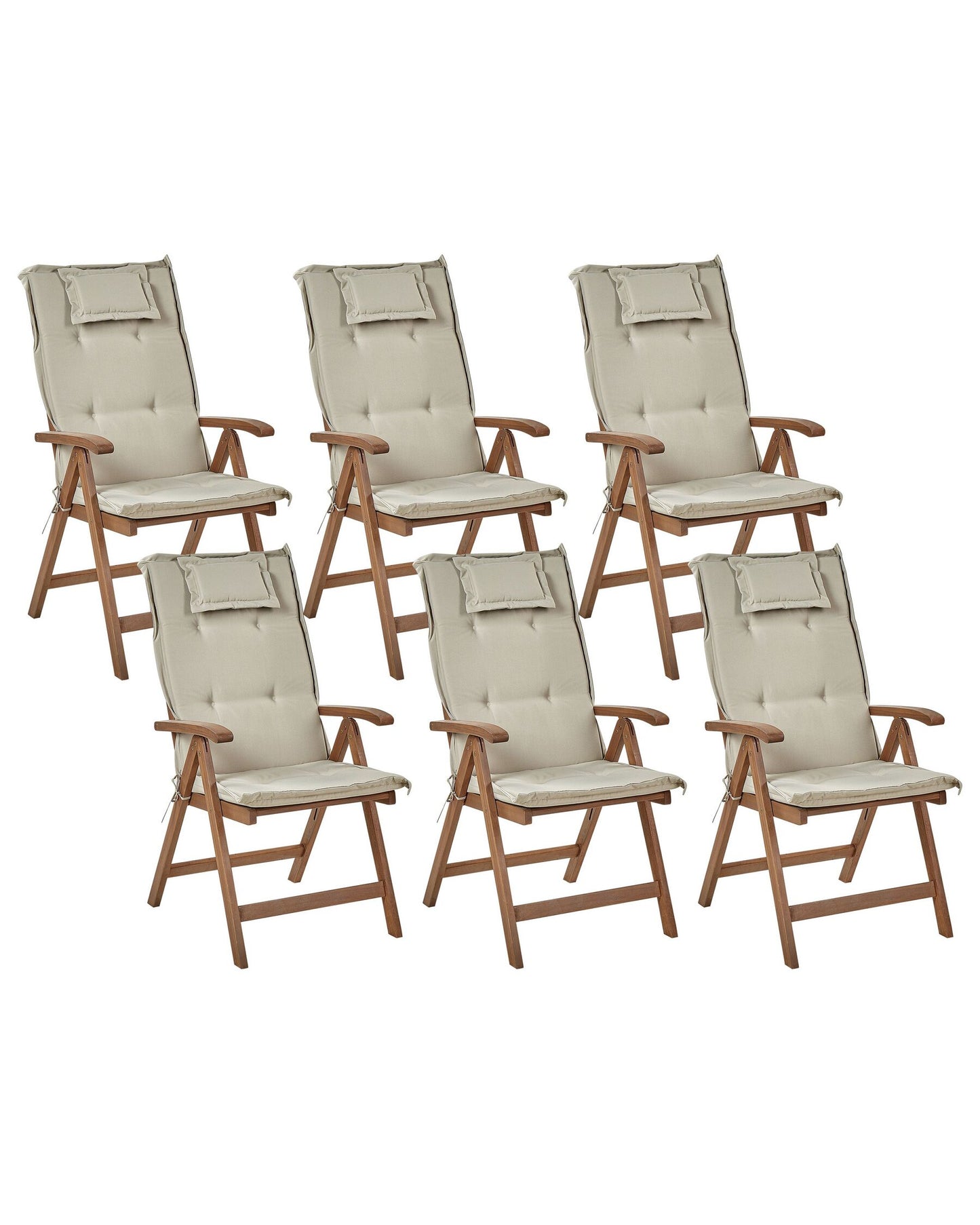 Set of 6 Garden Chairs with Cushions AMANTEA Acacia Wood Taupe