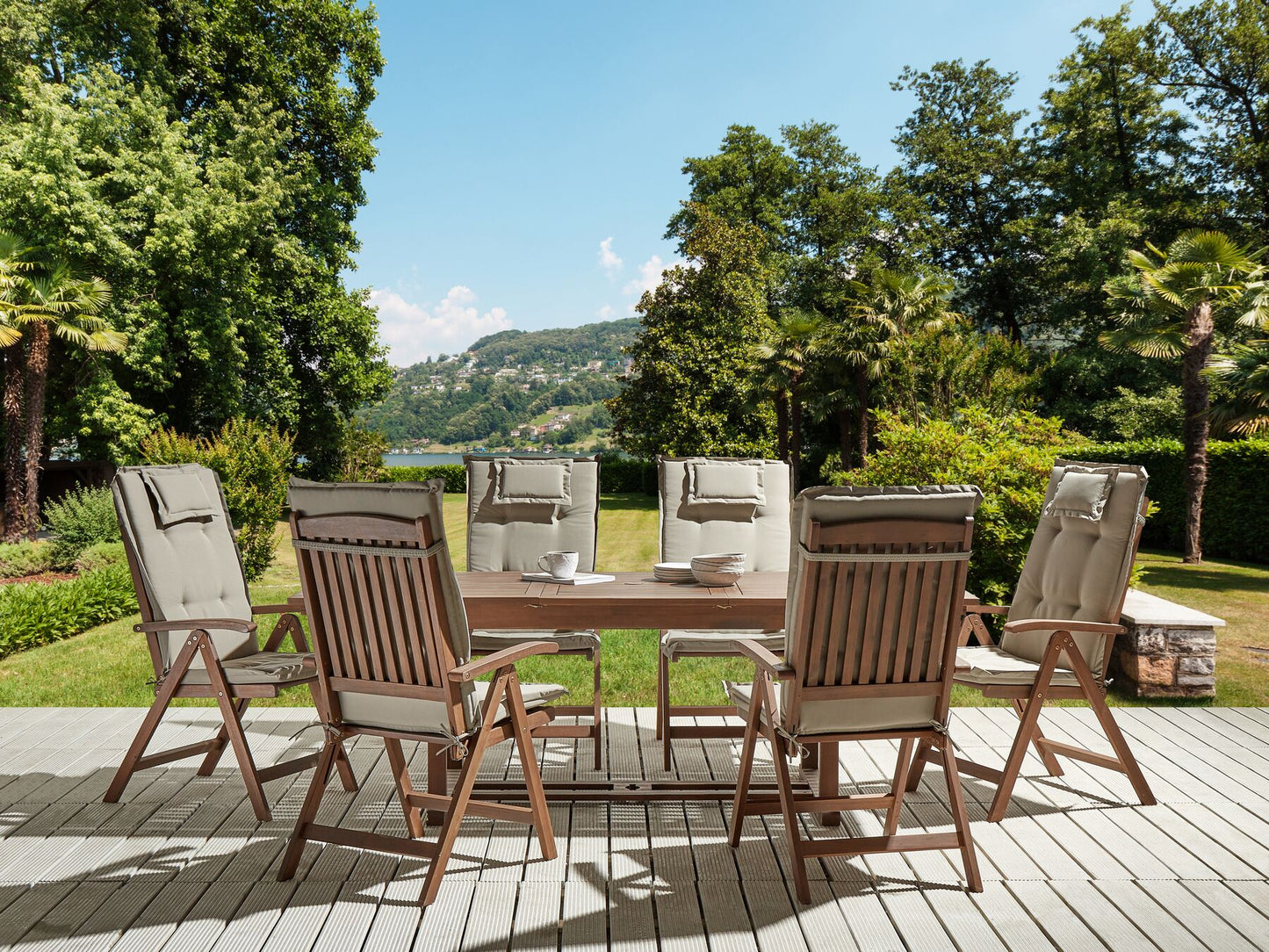 Garden Dining Set 6 Seater AMANTEA with Cushions Acacia Wood Taupe