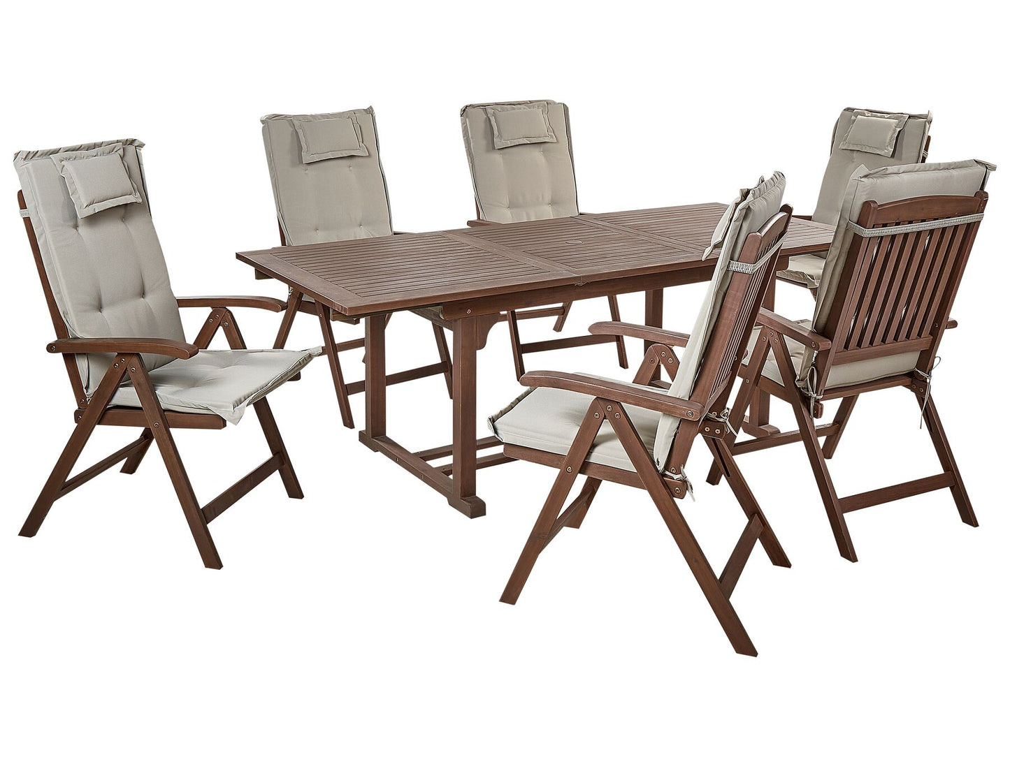 Garden Dining Set 6 Seater AMANTEA with Cushions Acacia Wood Taupe