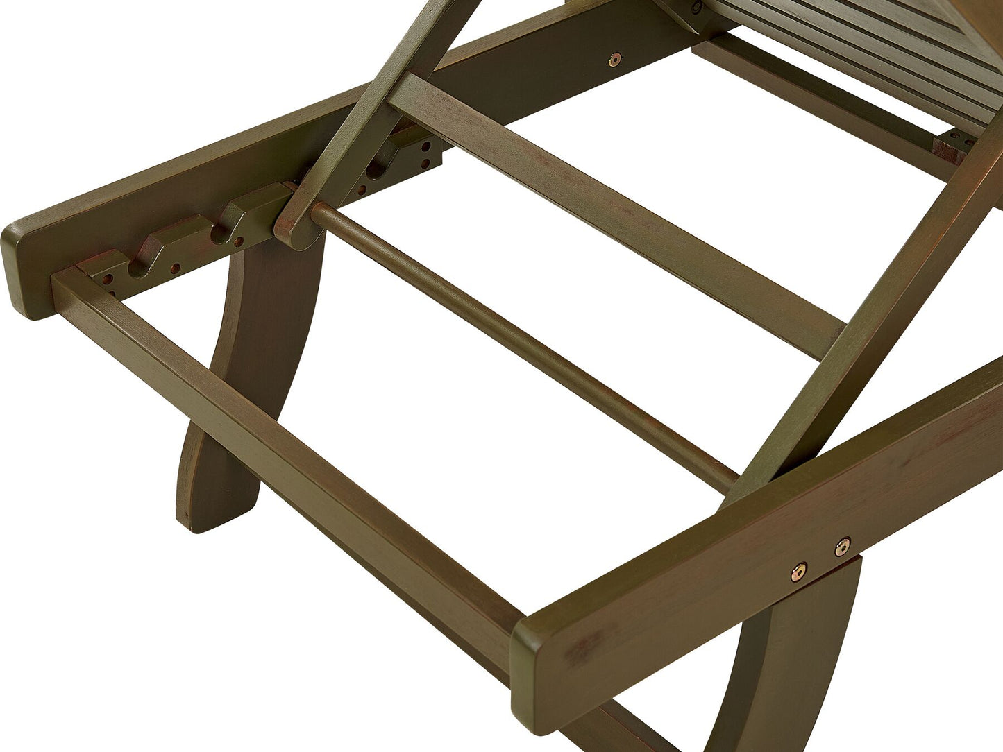 Acacia Wood Reclining Sun Lounger with Striped Blue Cushion AMANTEA