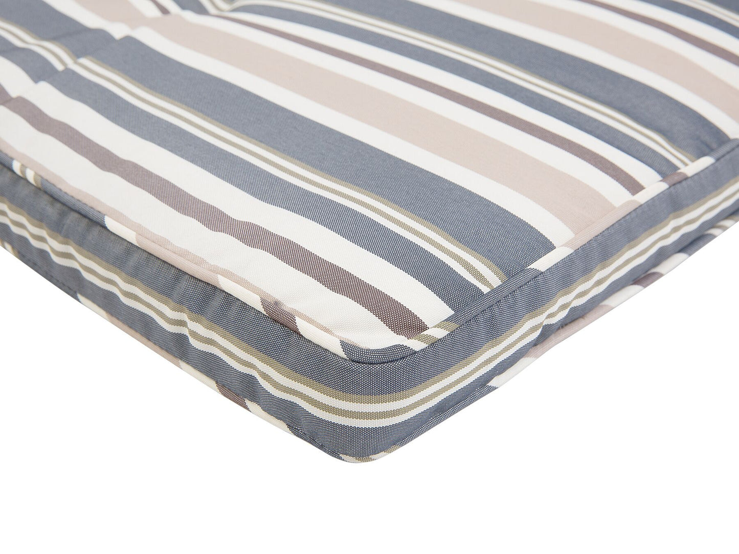 Acacia Wood Reclining Sun Lounger with Striped Blue Cushion AMANTEA