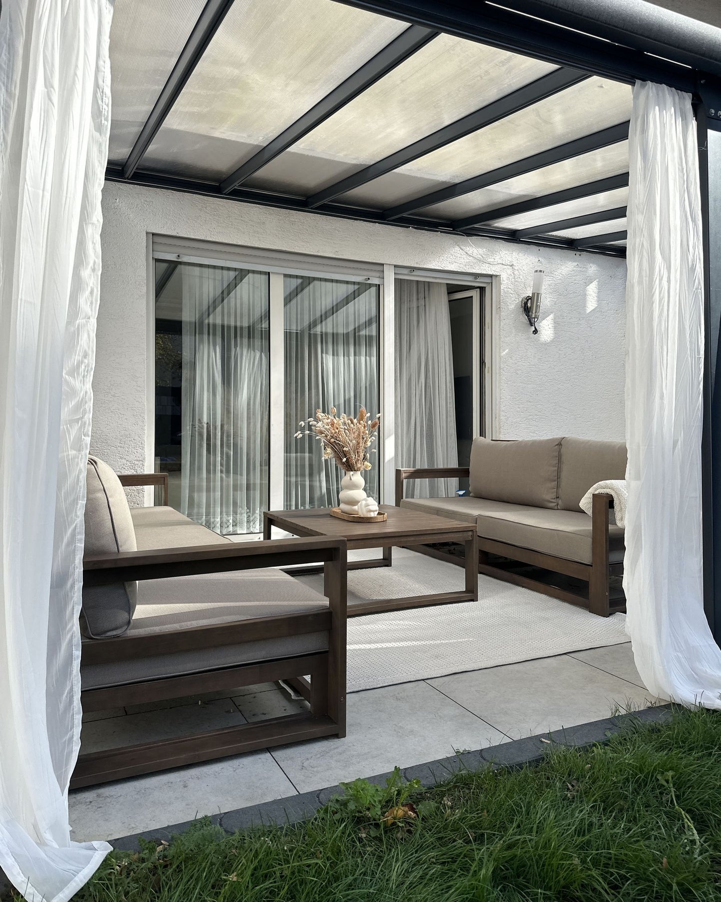 Garden Lounge Set with Table 5 Seater TIMOR Modular Certified Acacia Wood Dark Brown