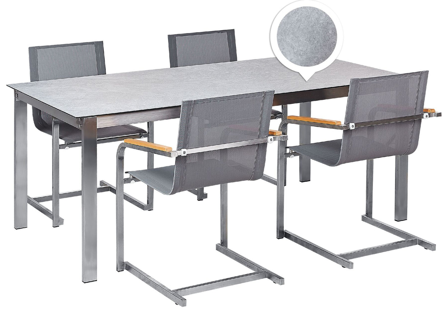 Garden Dining Set 4 Seater COSOLETO Tempered Glass Grey