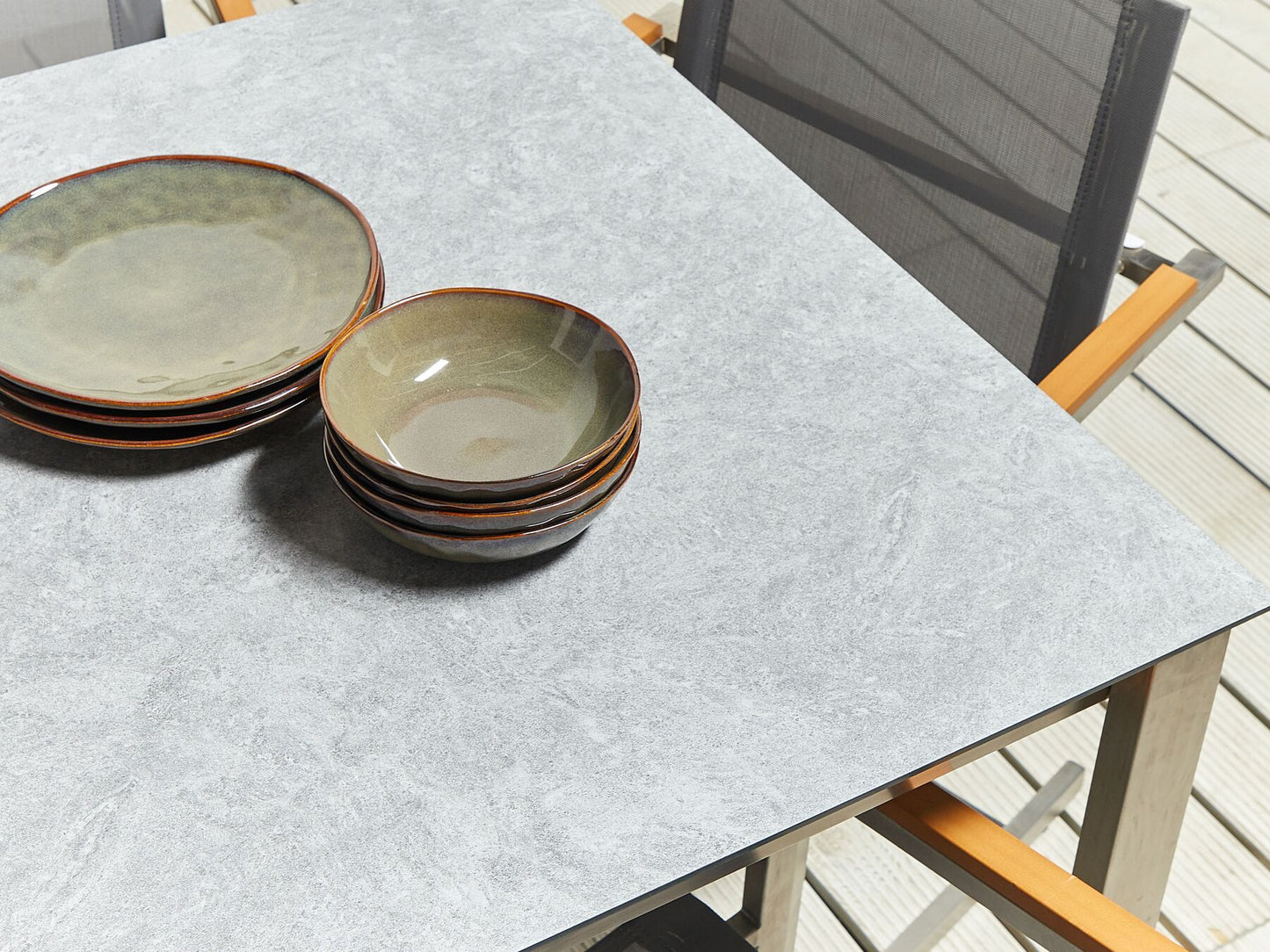 Garden Dining Set 4 Seater COSOLETO Tempered Glass Grey