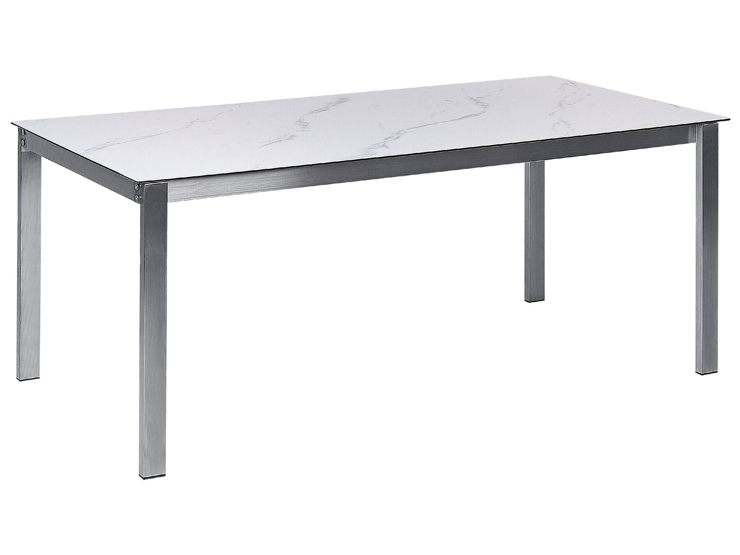 Garden Dining Set 6 Seater COSOLETO/GROSSETO Tempered Glass Marble Effect White Marble