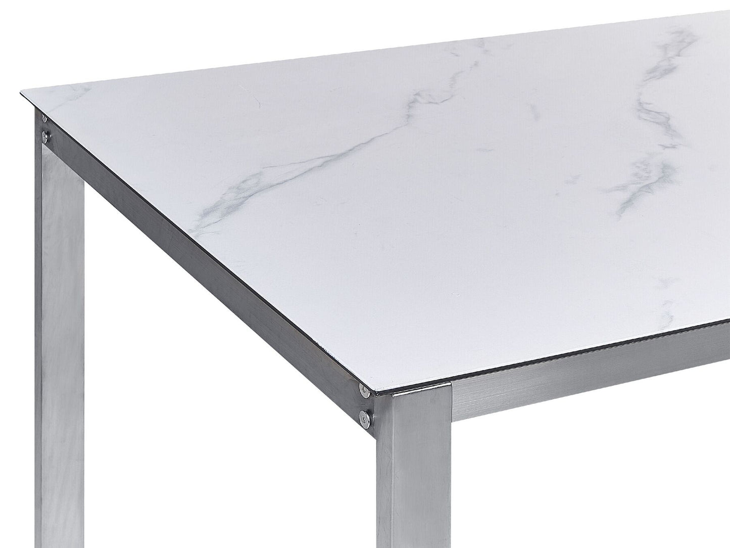 Garden Dining Set 6 Seater COSOLETO/GROSSETO Tempered Glass Marble Effect White Marble