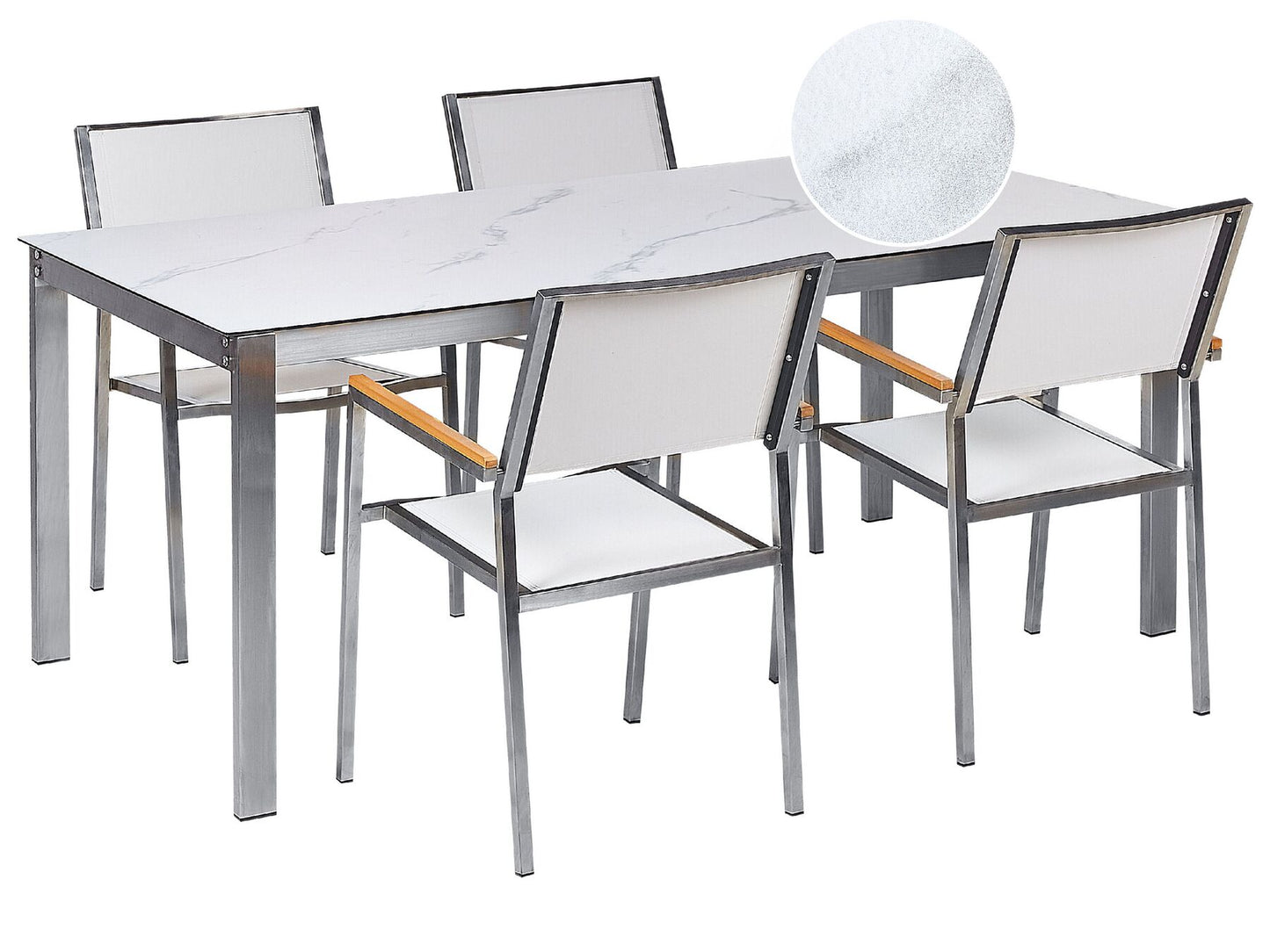 Garden Dining Set 4 Seater COSOLETO/GROSSETO Tempered Glass Marble Effect White Marble