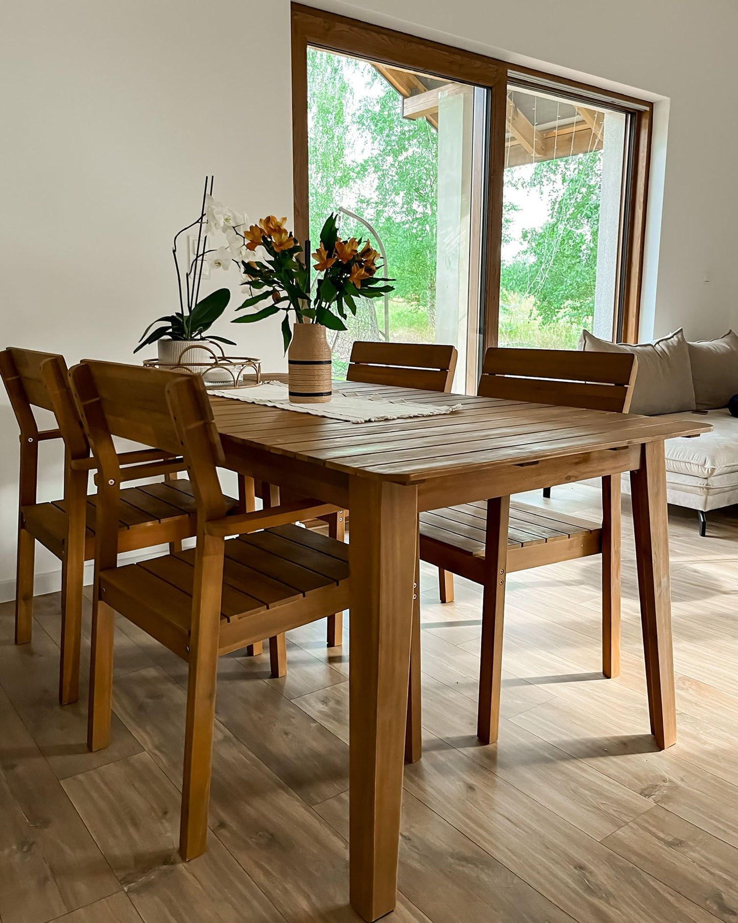 Garden Dining Set 4 Seater FORNELLI Acacia Wood Brown