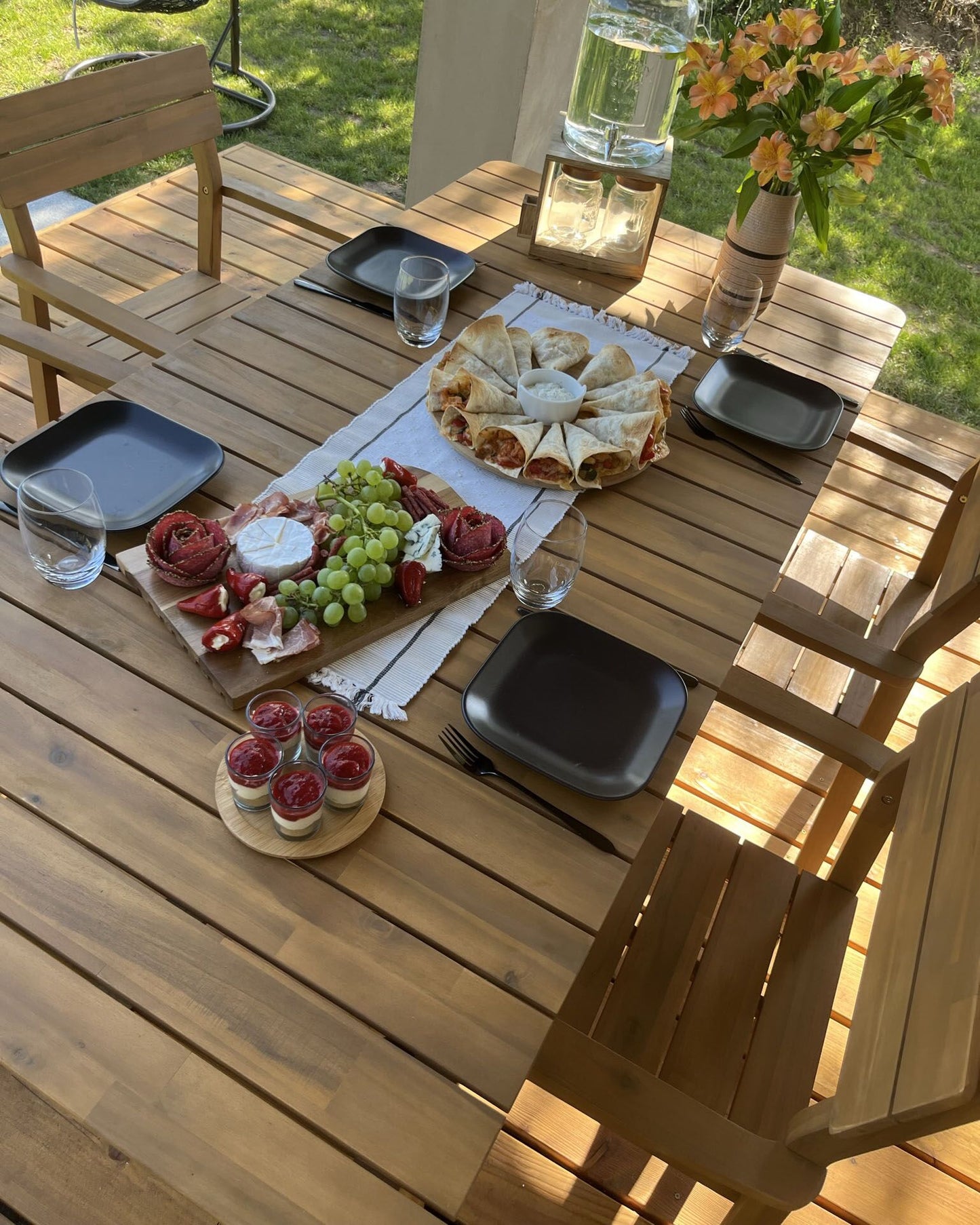 Garden Dining Set 4 Seater FORNELLI Acacia Wood Brown