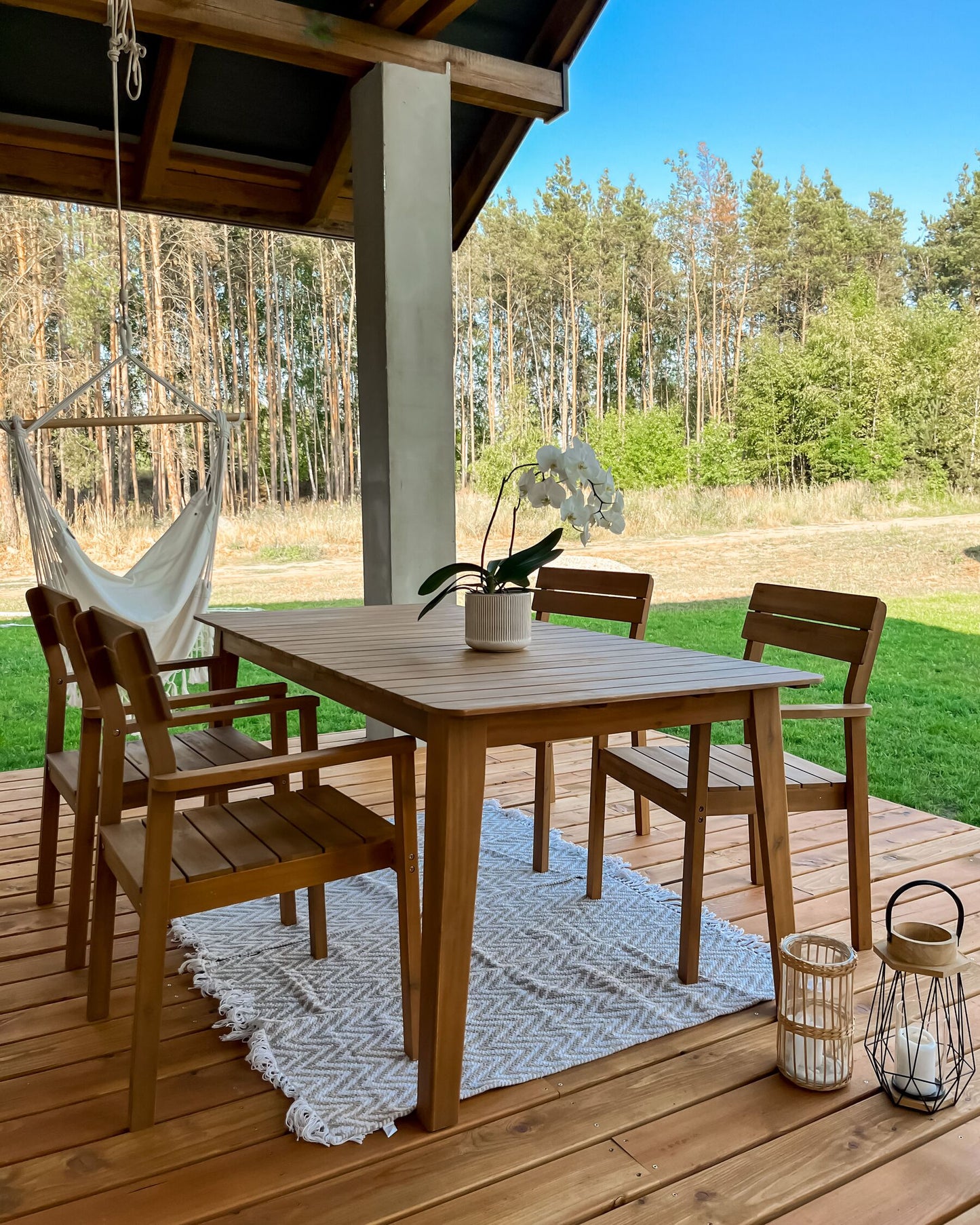 Garden Dining Set 4 Seater FORNELLI Acacia Wood Brown