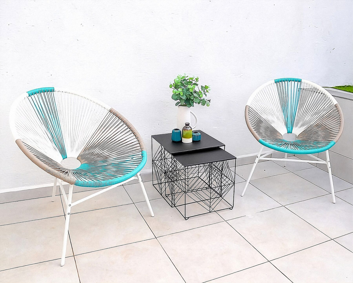 Set of 2 Garden Chairs ACAPULCO PE Rattan White