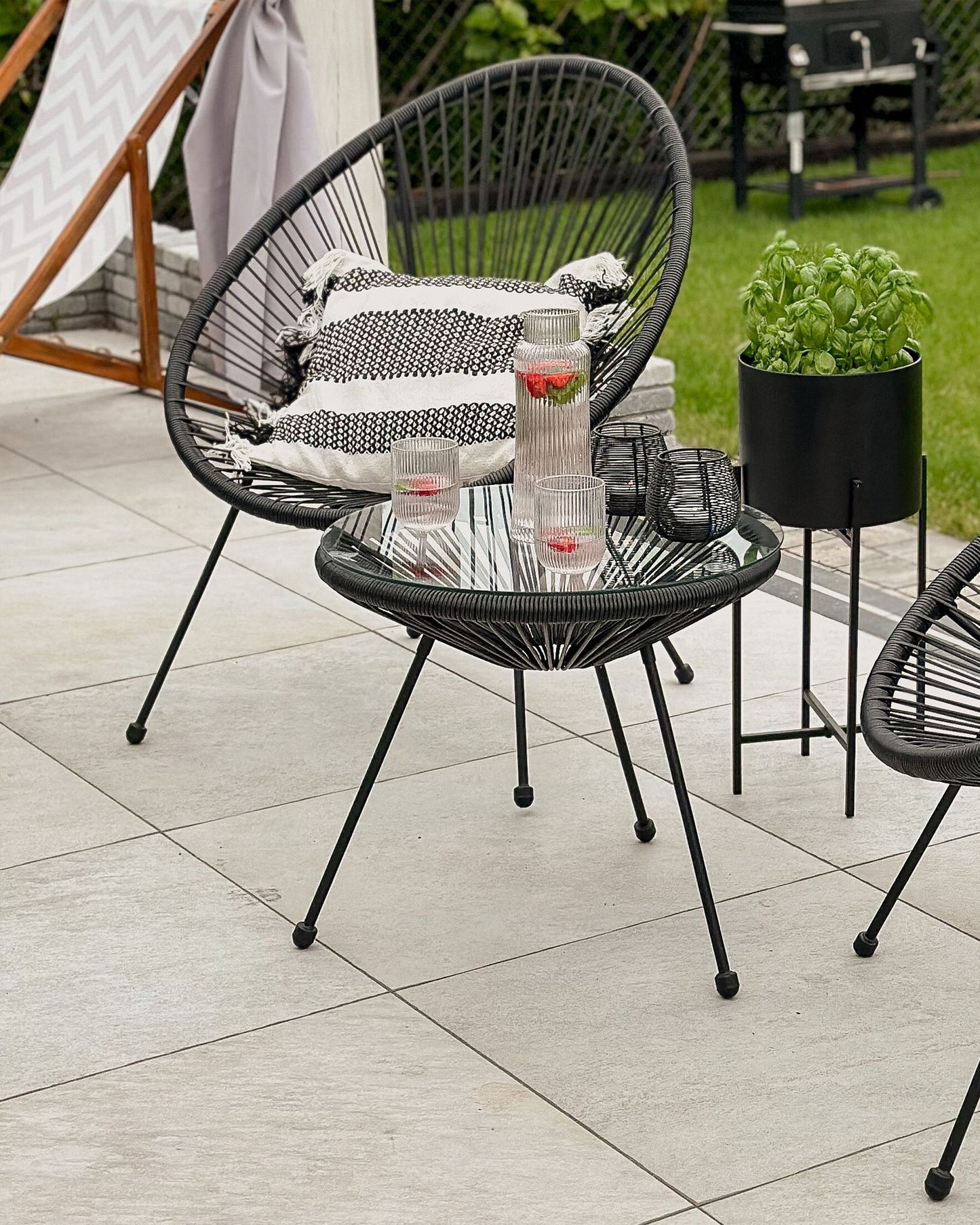 Set of 2 Garden Chairs ACAPULCO II PE Rattan Black