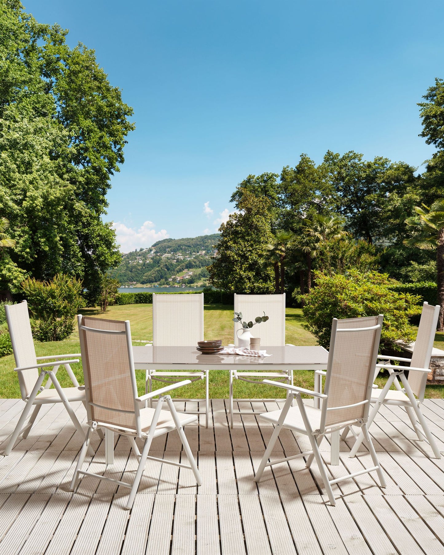 Set of 6 Garden Chairs CATANIA Metal Beige