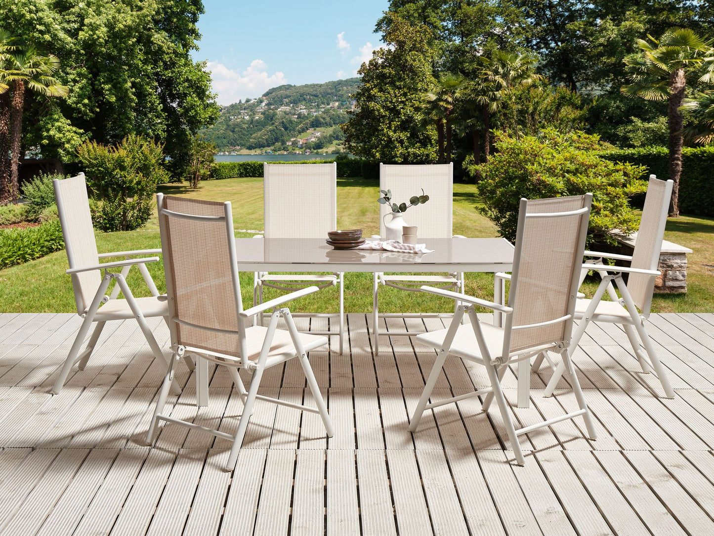Garden Dining Set 6 Seater CATANIA Metal Beige