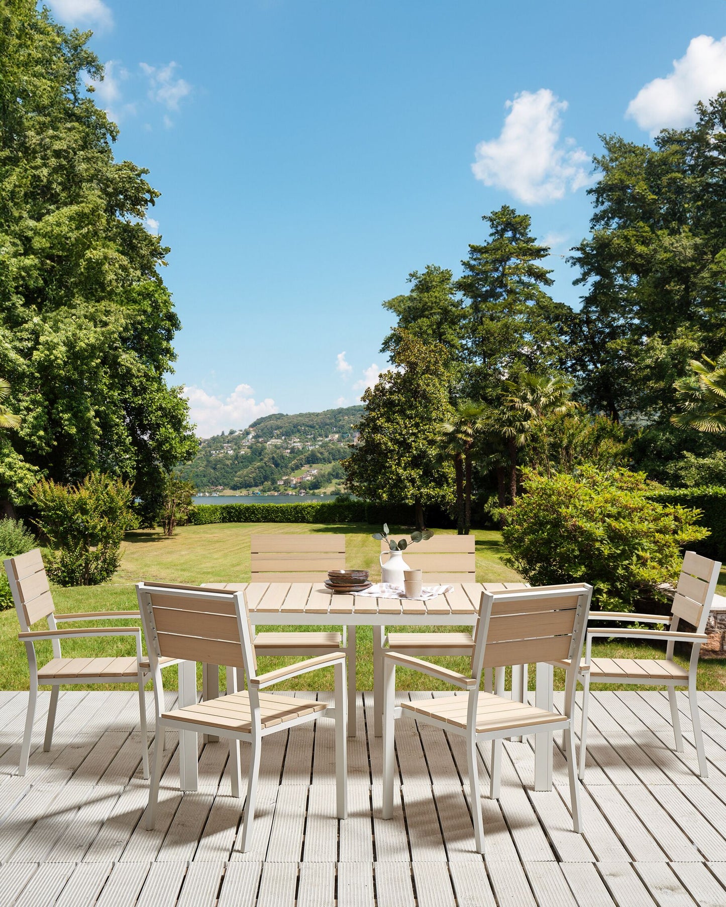 Set of 6 Garden Chairs COMO Beige