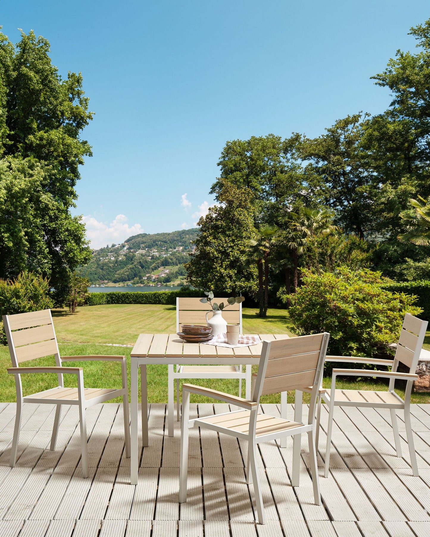 Set of 4 Garden Chairs PRATO Beige