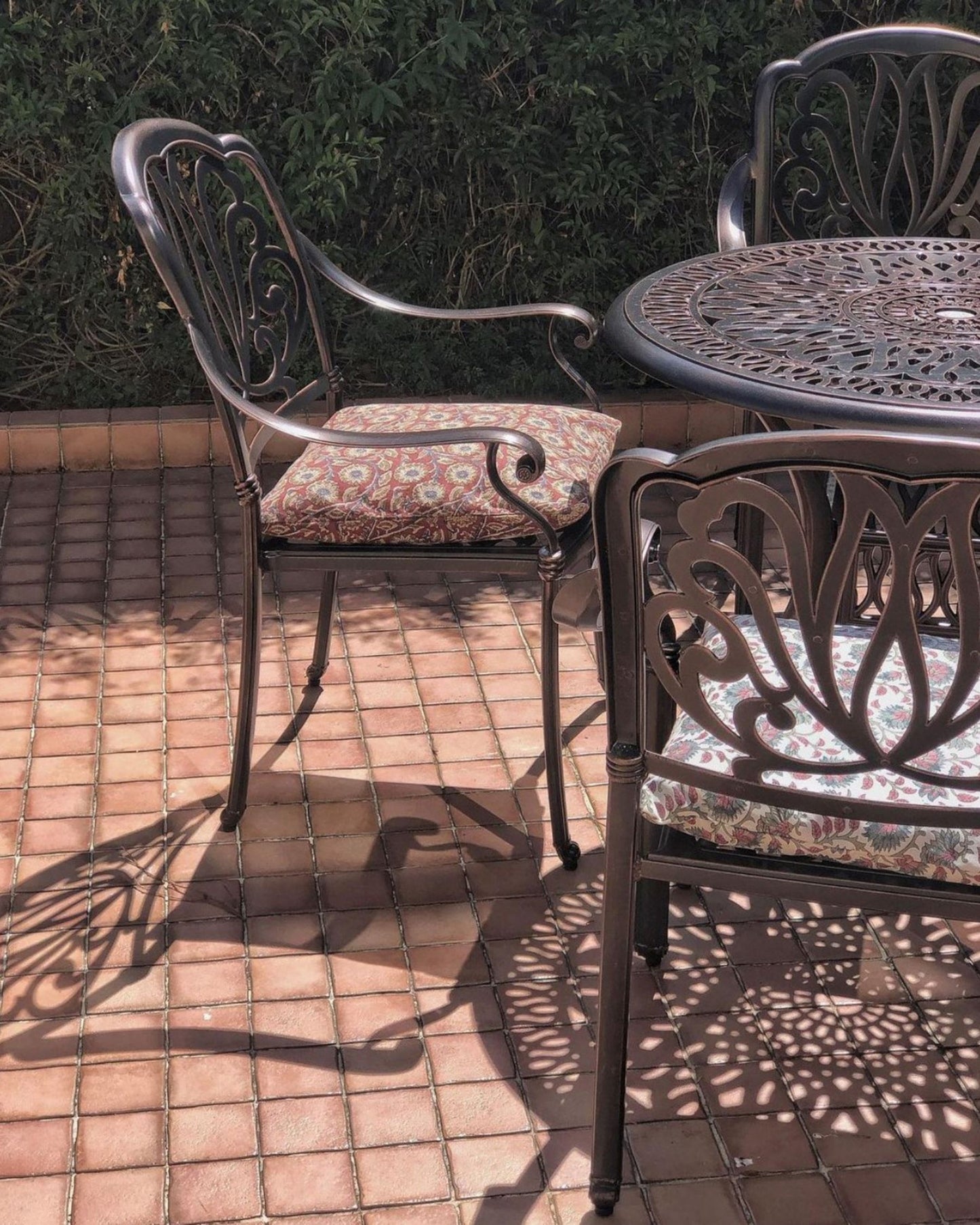 Set of 4 Garden Chairs with Cushions ANCONA Metal Dark Brown