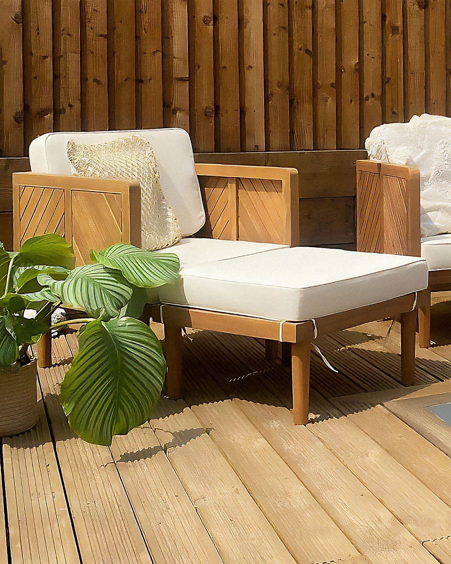 Garden Armchair with Ottoman BARATTI Acacia Wood Brown