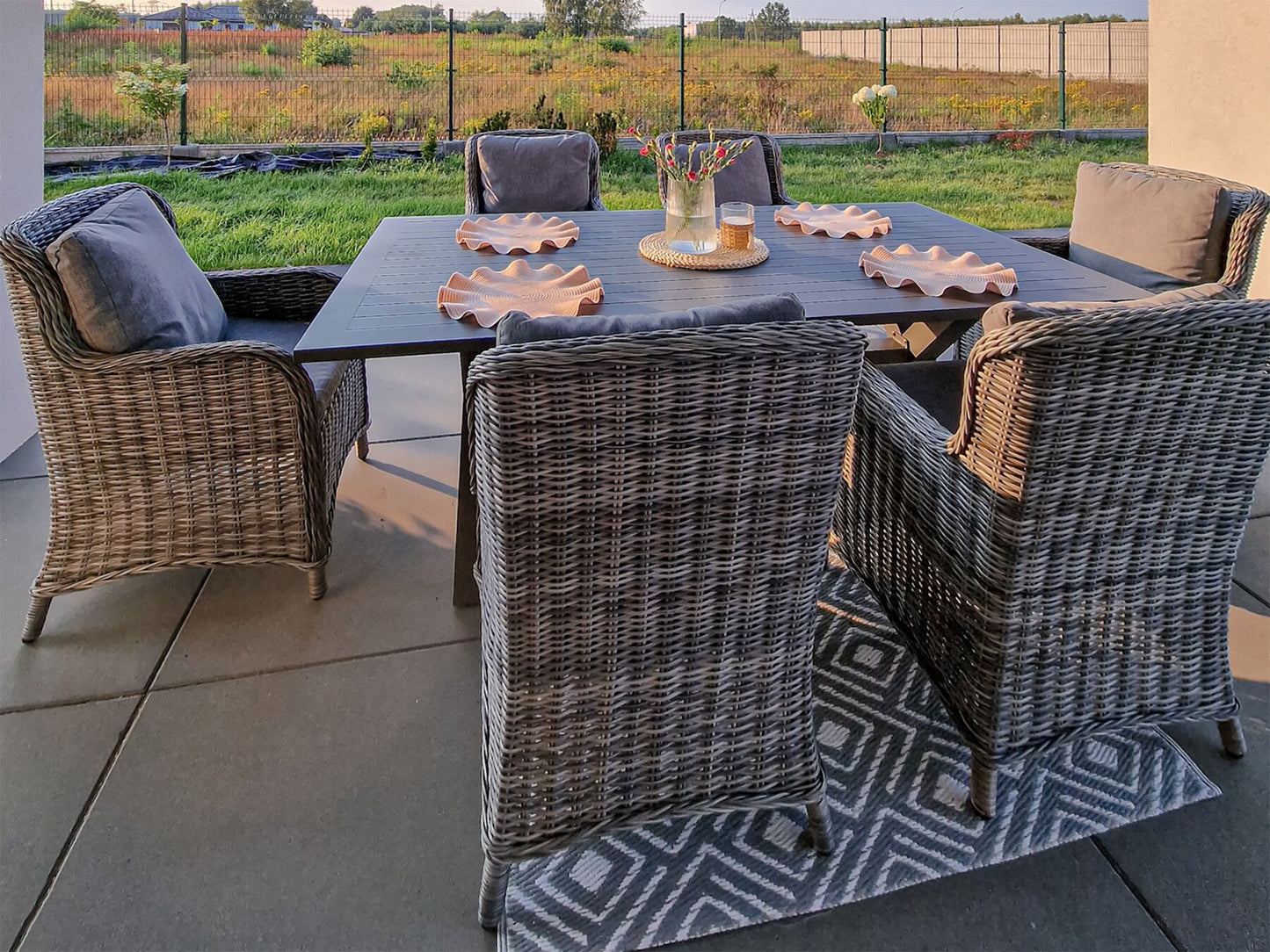 Set of 2 Garden Chairs with Cushions CASCAIS PE Rattan Grey