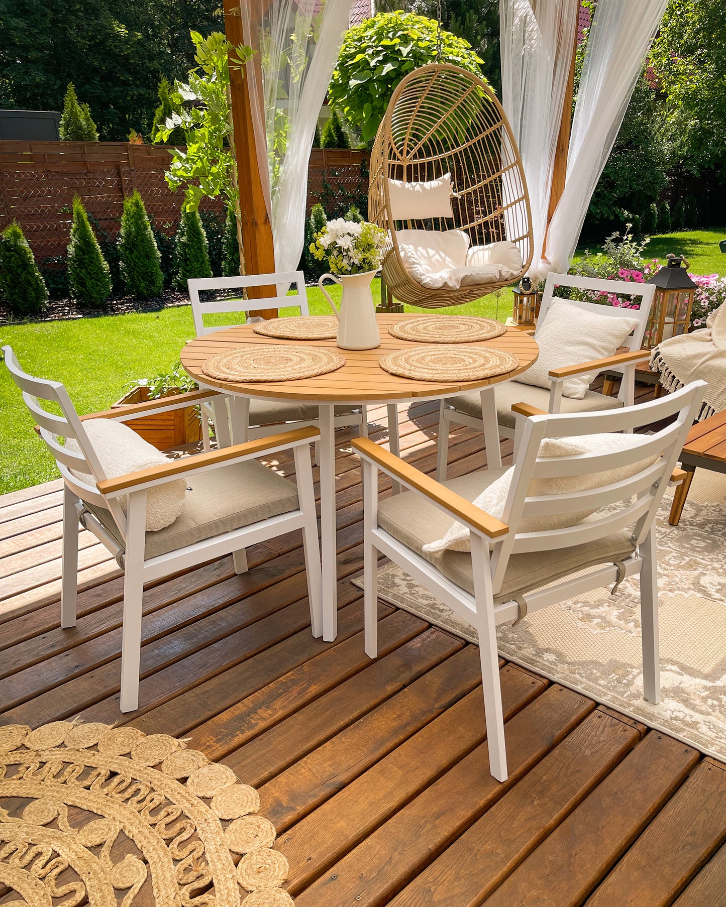 Set of 4 Garden Chairs with Cushions CAVOLI Metal Beige
