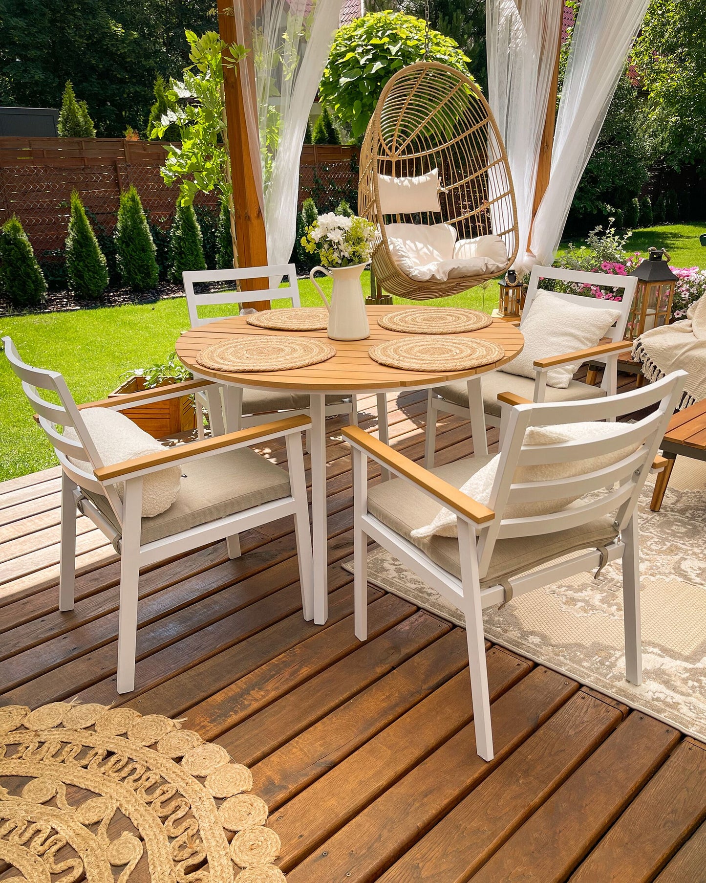 Set of 4 Garden Chairs with Cushions CAVOLI Metal Beige