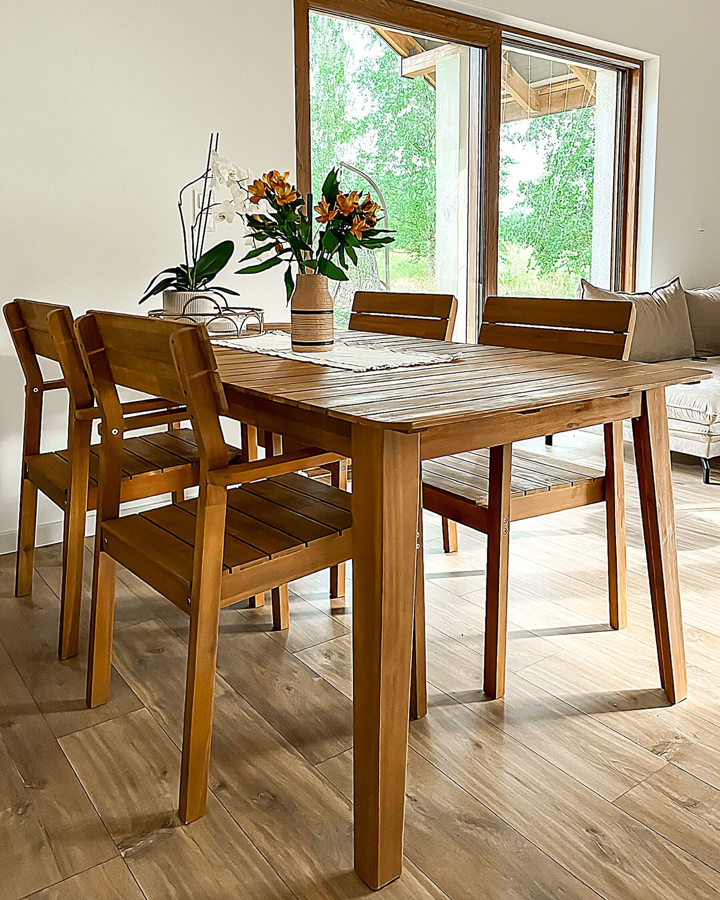 Set of 4 Garden Chairs FORNELLI Acacia Wood Brown