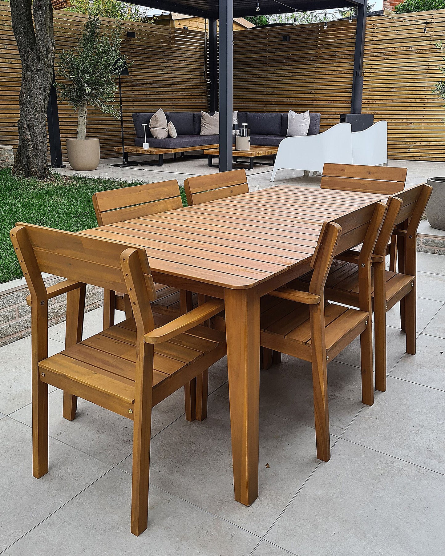 Set of 6 Garden Chairs FORNELLI Acacia Wood Brown