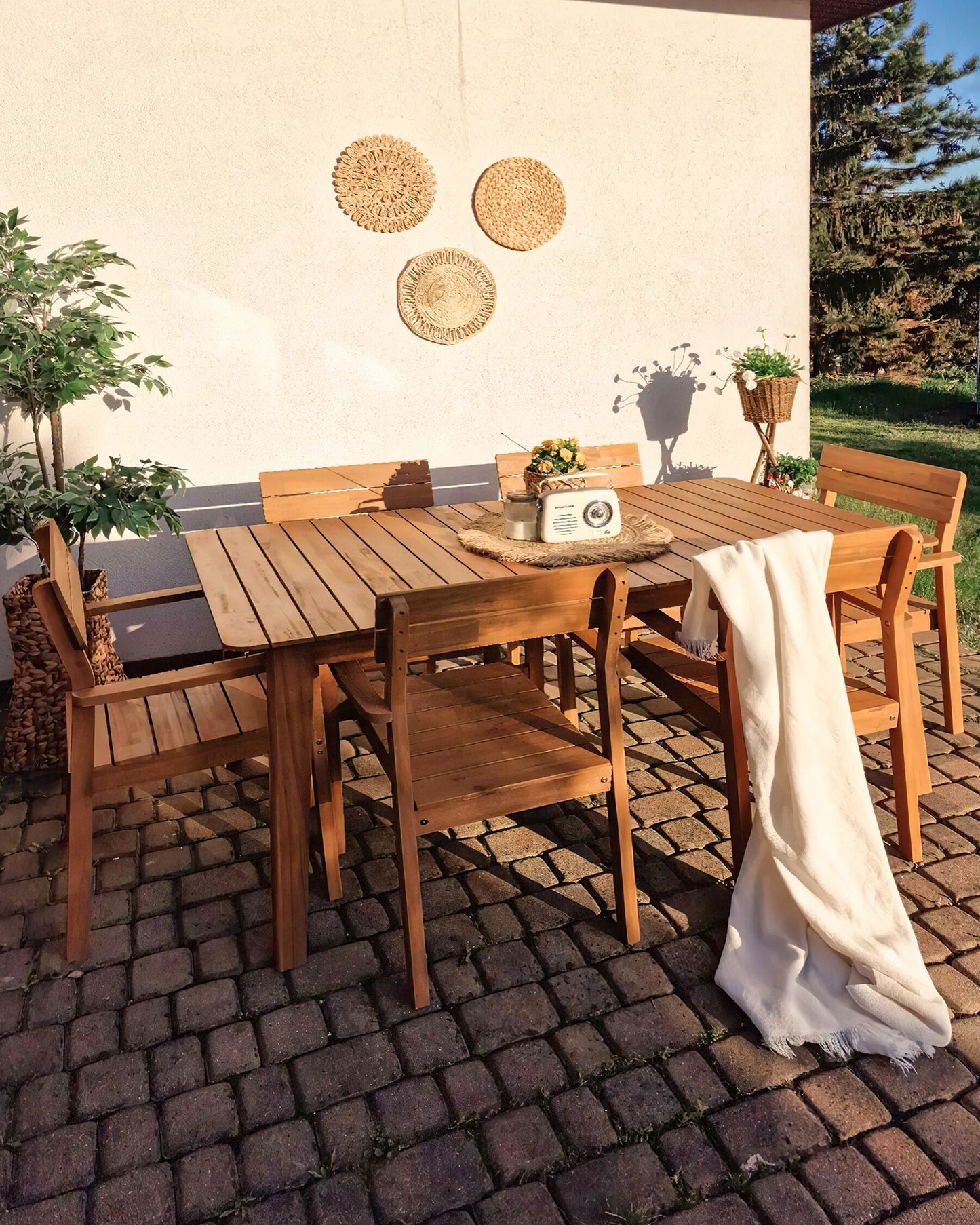 Set of 6 Garden Chairs FORNELLI Acacia Wood Brown
