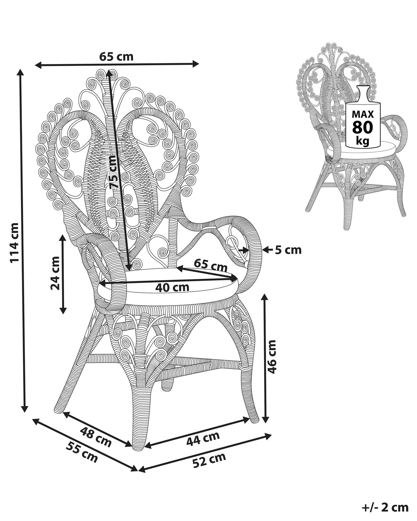 Peacock Chair CARRARA Rattan Natural