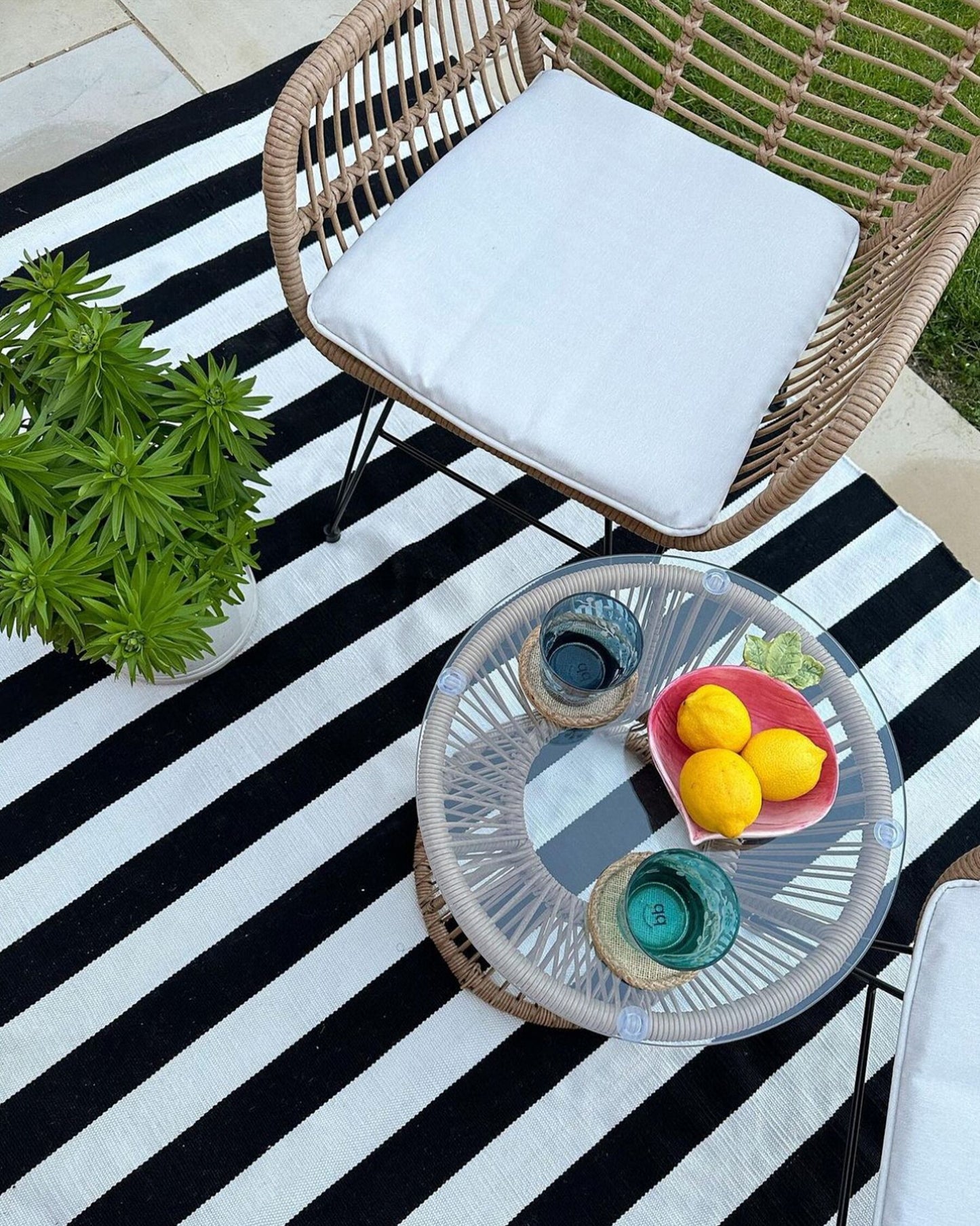 Bistro Set with Cushions TRESTINA PE Rattan Light Brown