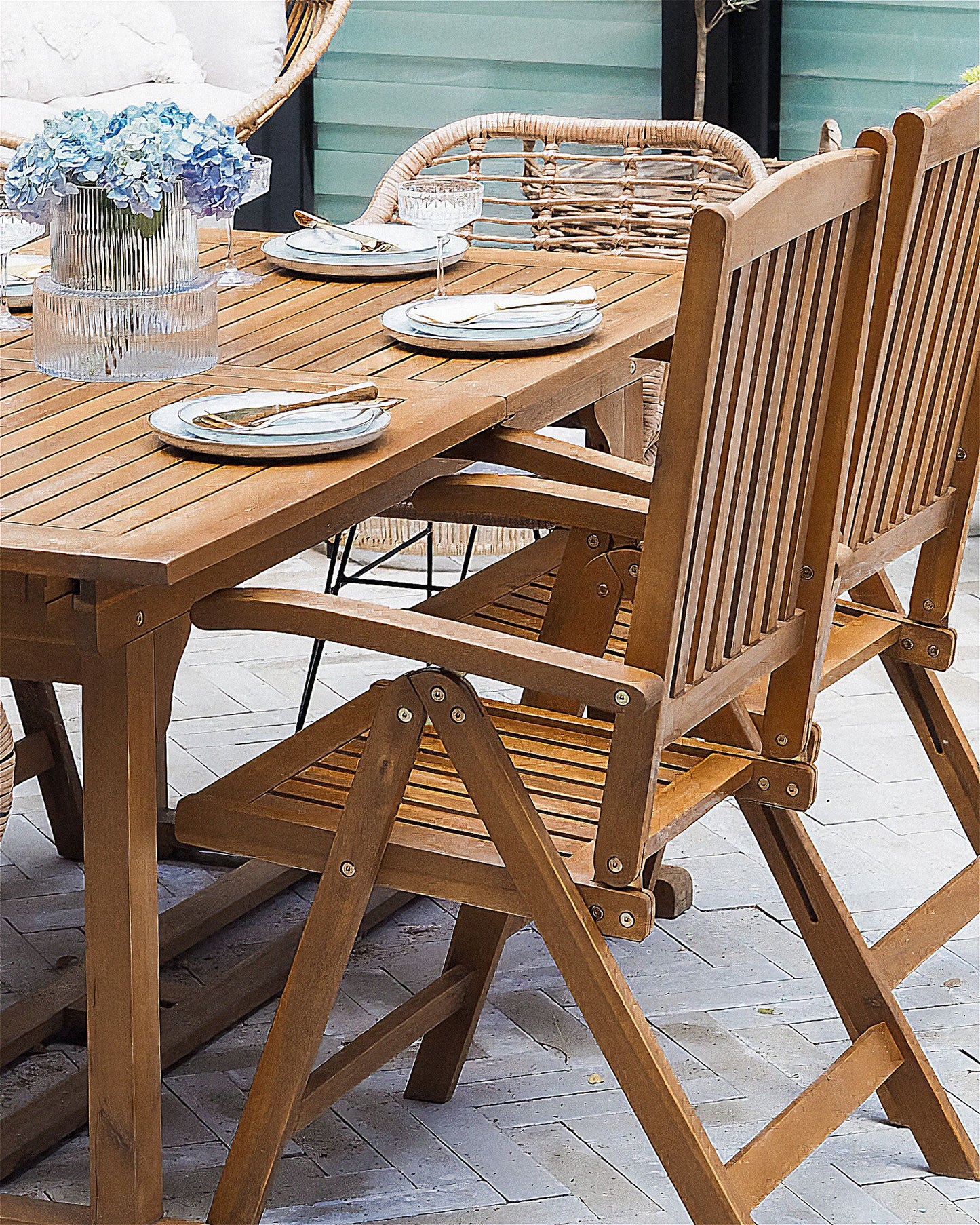 Set of 2 Garden Chairs JAVA Acacia Wood Light Brown