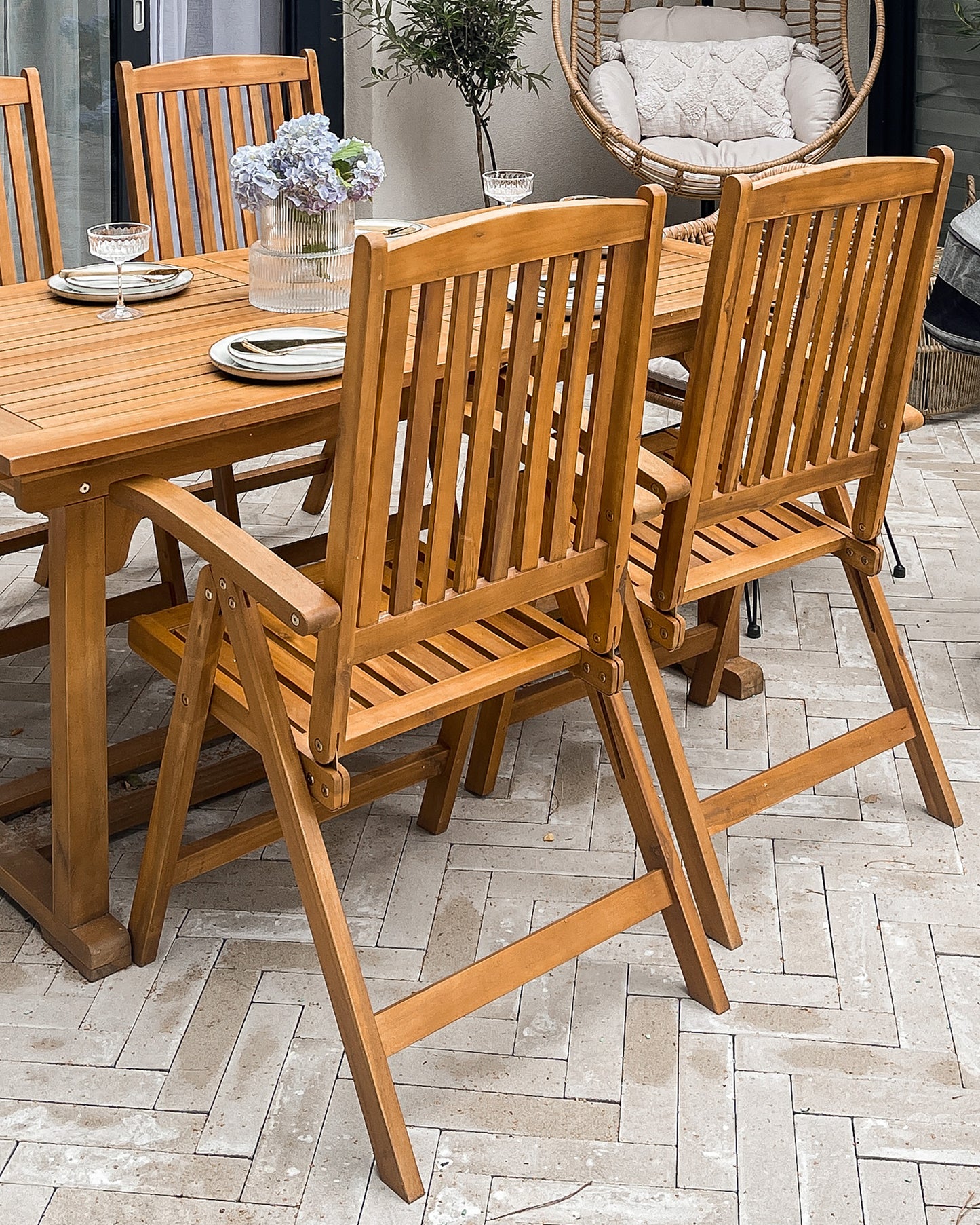 Set of 2 Garden Chairs JAVA Acacia Wood Light Brown