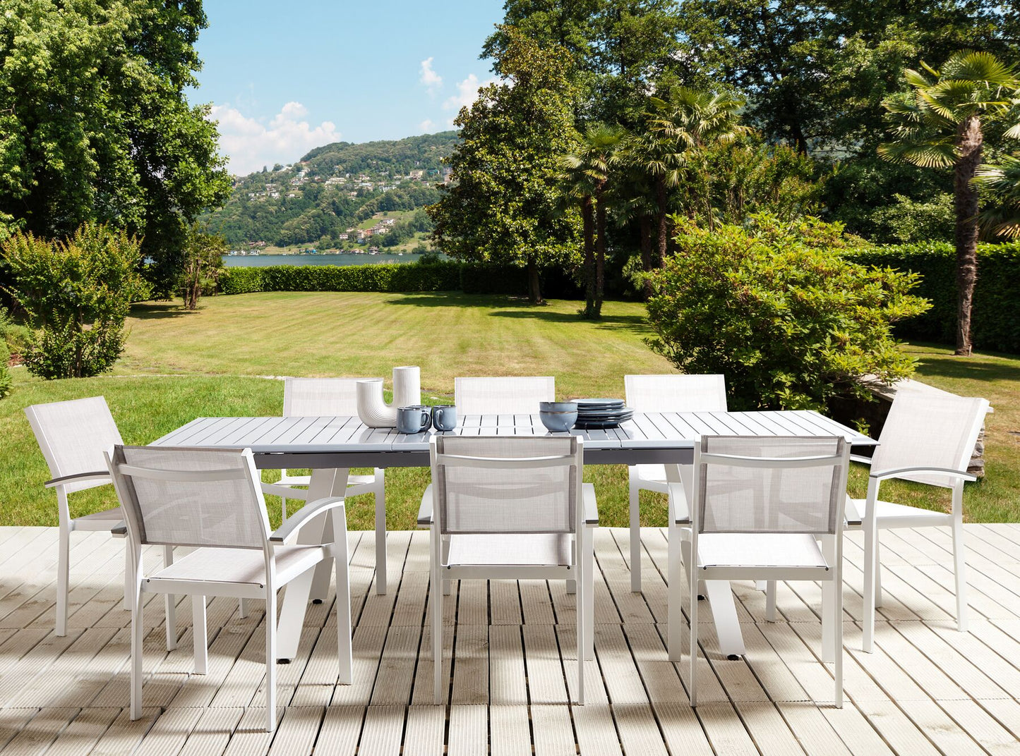 Garden Dining Set 8 Seater PERETA Metal Grey