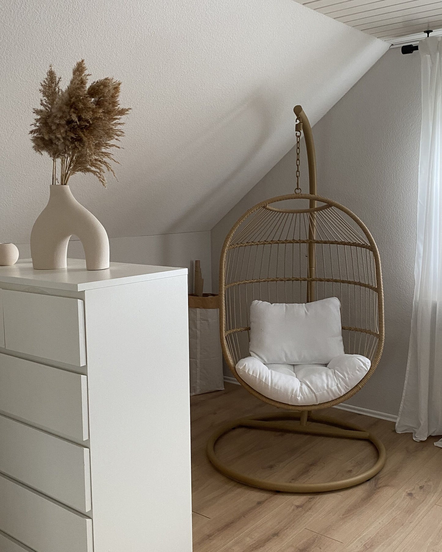 Hanging Chair with Stand ALBA PE Rattan Natural