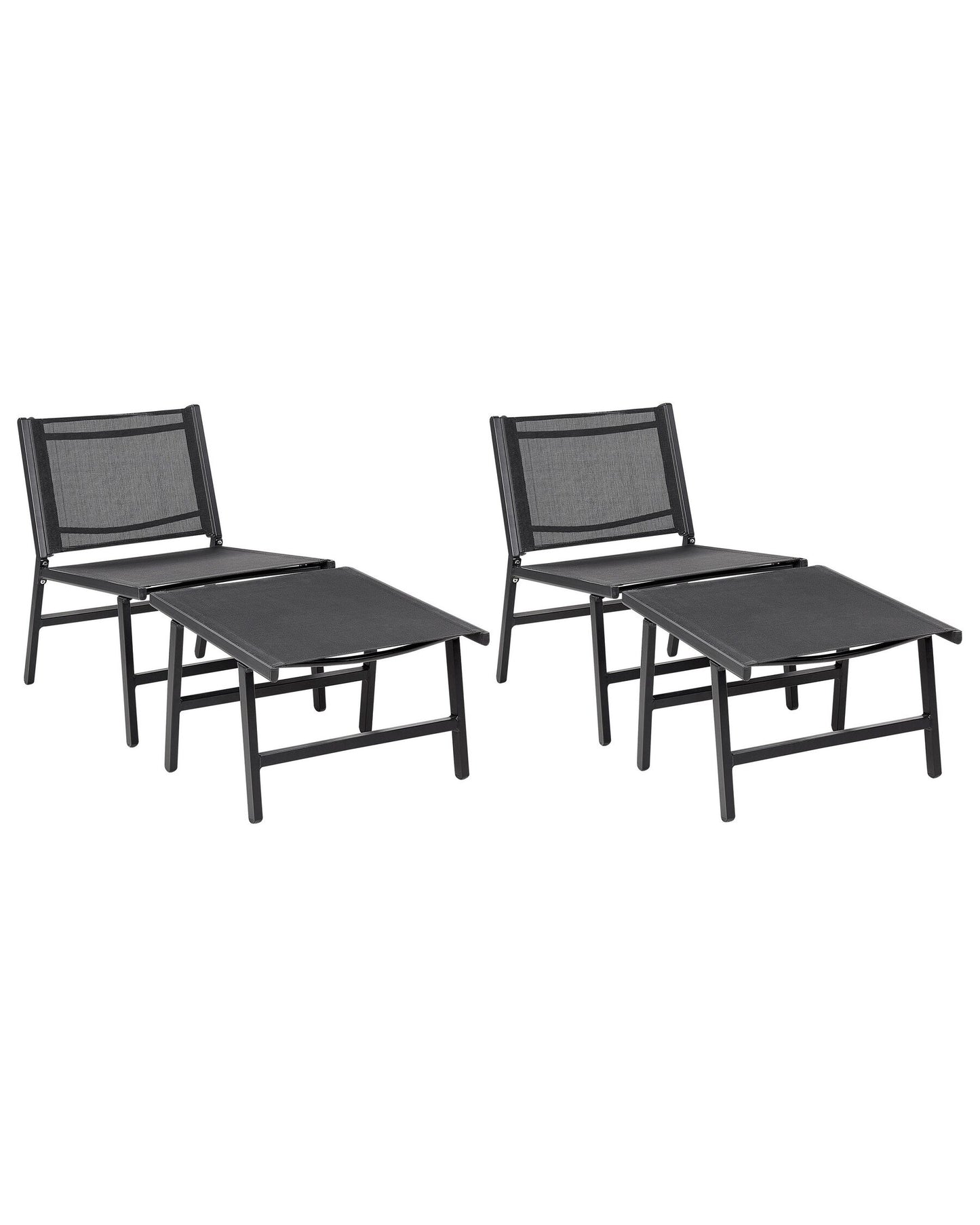 Set of 2 Garden Chairs MARCEDDI with Footstool Metal Black