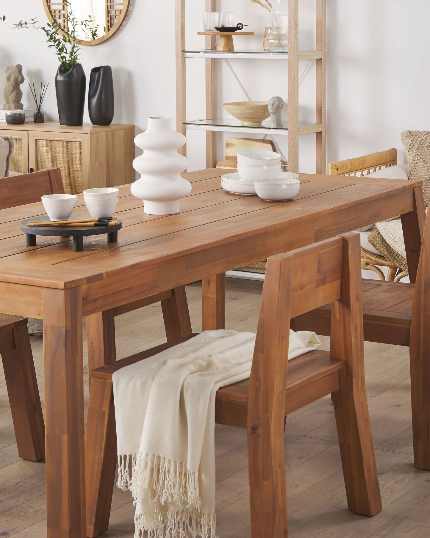Set of 4 Garden Chairs LIVORNO Acacia Wood Brown